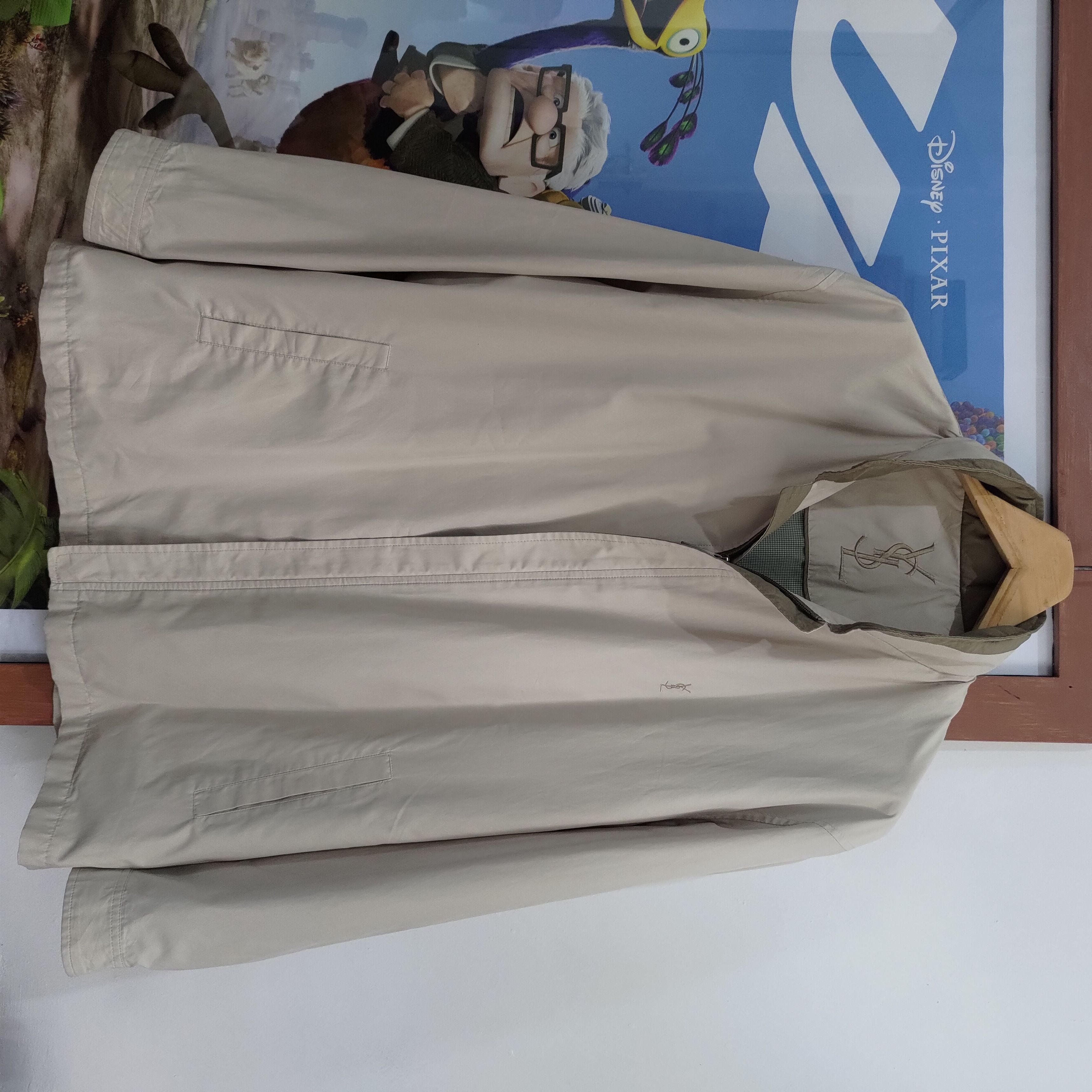 image of Big Logo YVES Saint Laurent Vintage Jacket in Light Cream, Men's (Size Large)