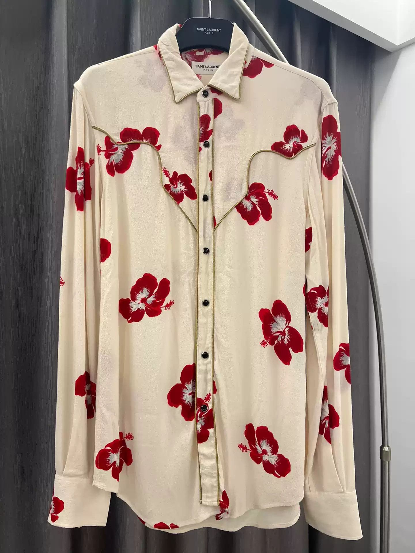 Saint Laurent Paris Saint Laurent 16Fw Flower Shirt Size S Size US S / EU 44-46 / 1 - 1 Thumbnail