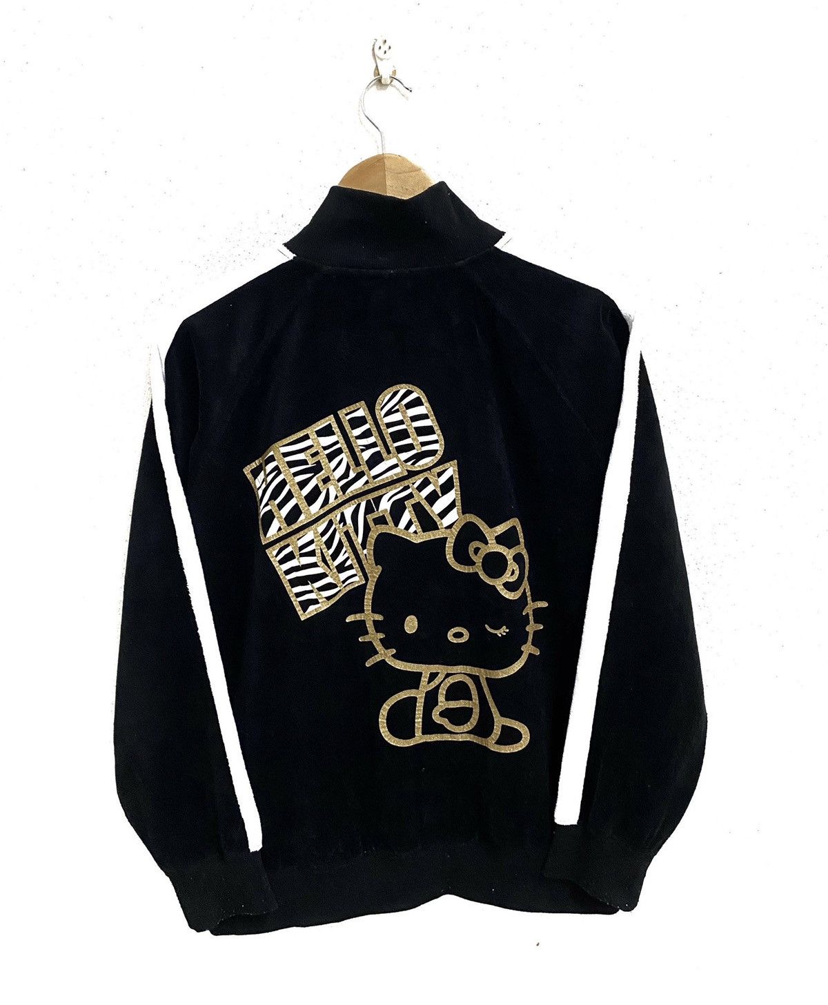 VINTAGE HELLO KITTY CARTOON BIG LOGO CODUROY ZIPPER SWEATER
