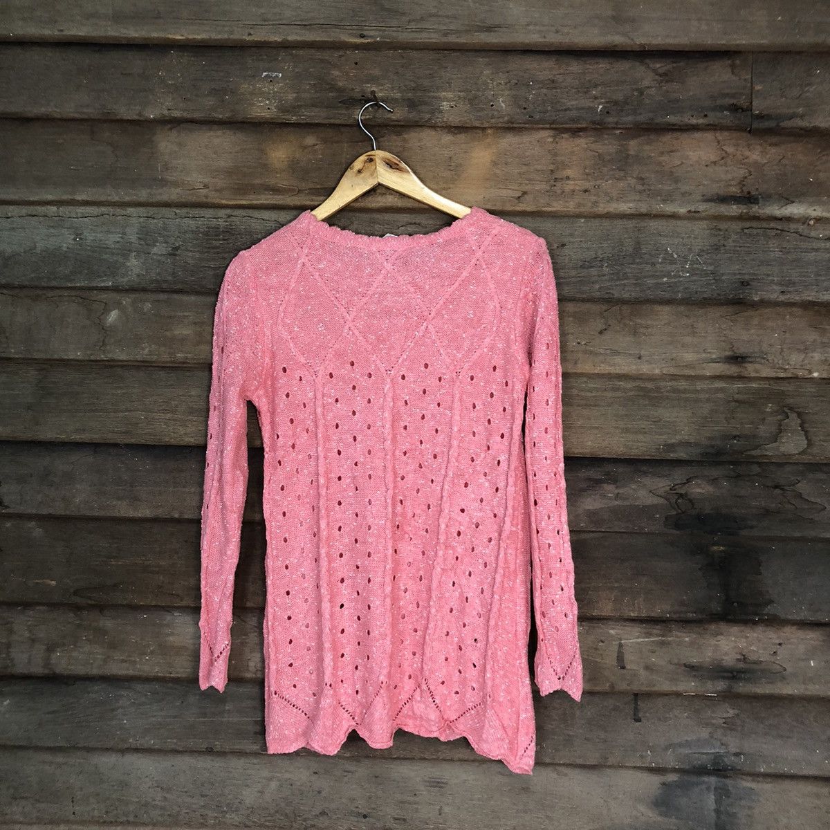 Homespun Knitwear Japan Mesh Net Crochet Pink Cardigan Knitwear #7159 Size S / US 4 / IT 40 - 11 Thumbnail