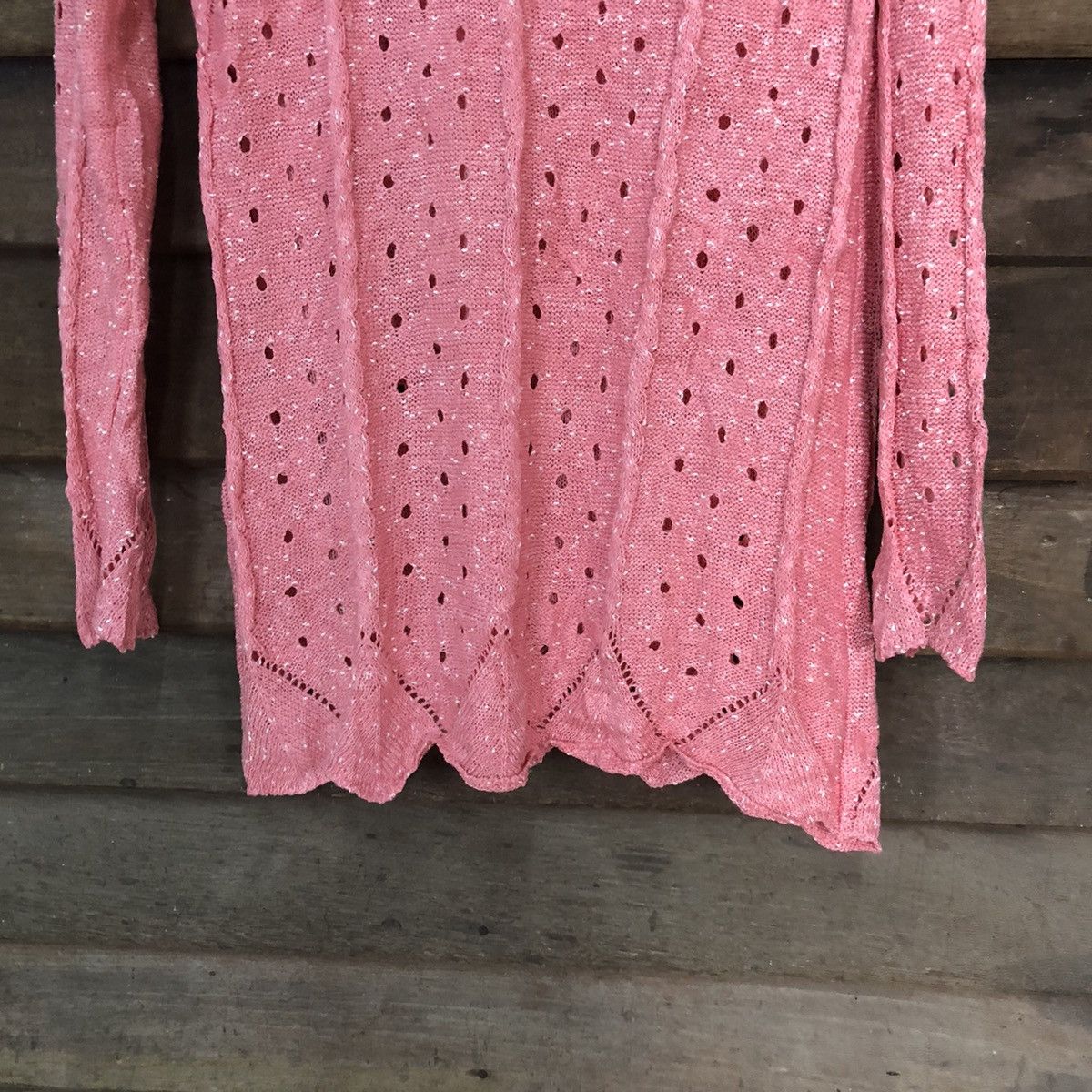 Homespun Knitwear Japan Mesh Net Crochet Pink Cardigan Knitwear #7159 Size S / US 4 / IT 40 - 13 Thumbnail