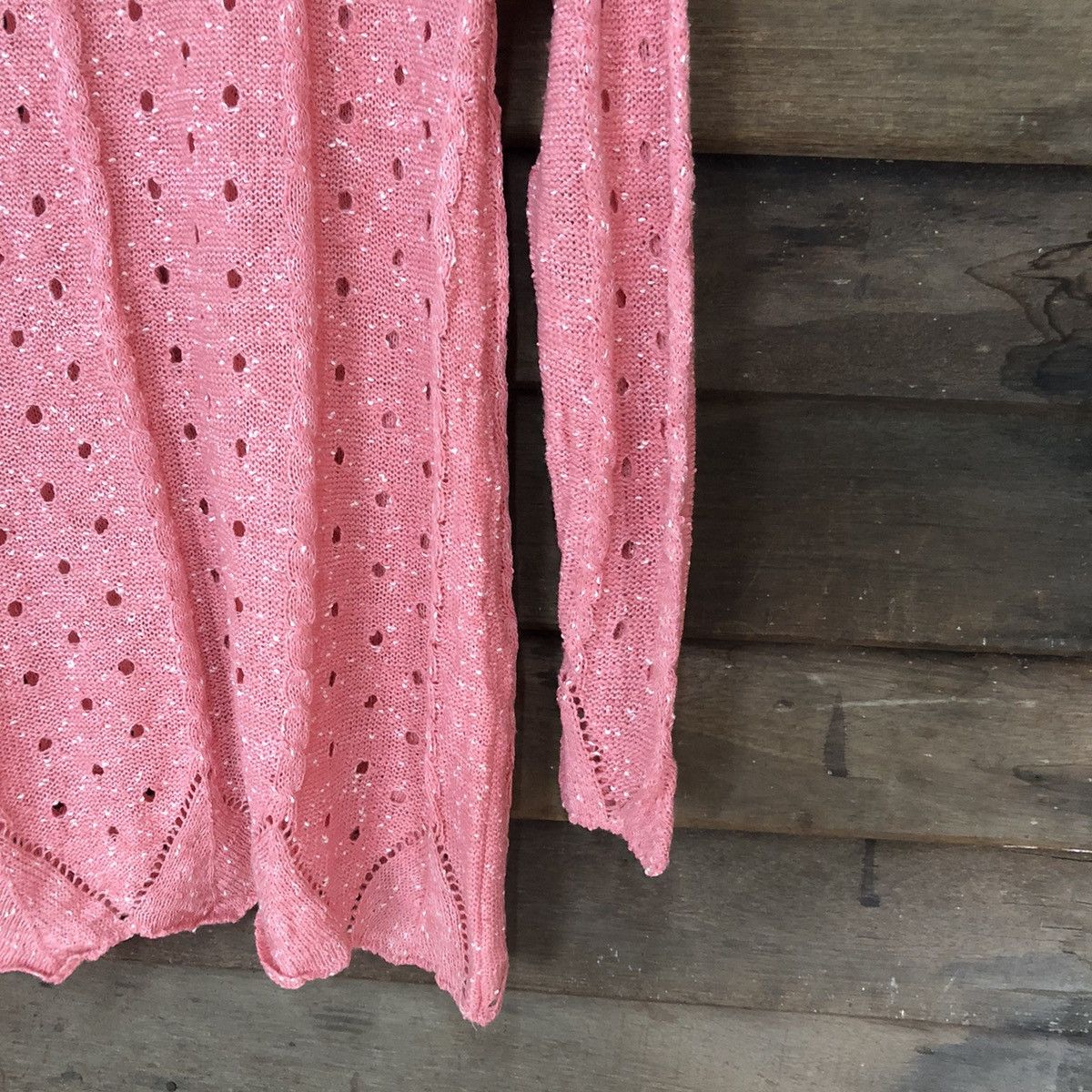Homespun Knitwear Japan Mesh Net Crochet Pink Cardigan Knitwear #7159 Size S / US 4 / IT 40 - 5 Thumbnail