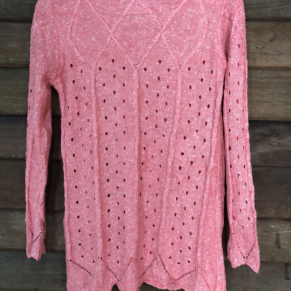 Homespun Knitwear Japan Mesh Net Crochet Pink Cardigan Knitwear #7159 Size S / US 4 / IT 40 - 12 Thumbnail