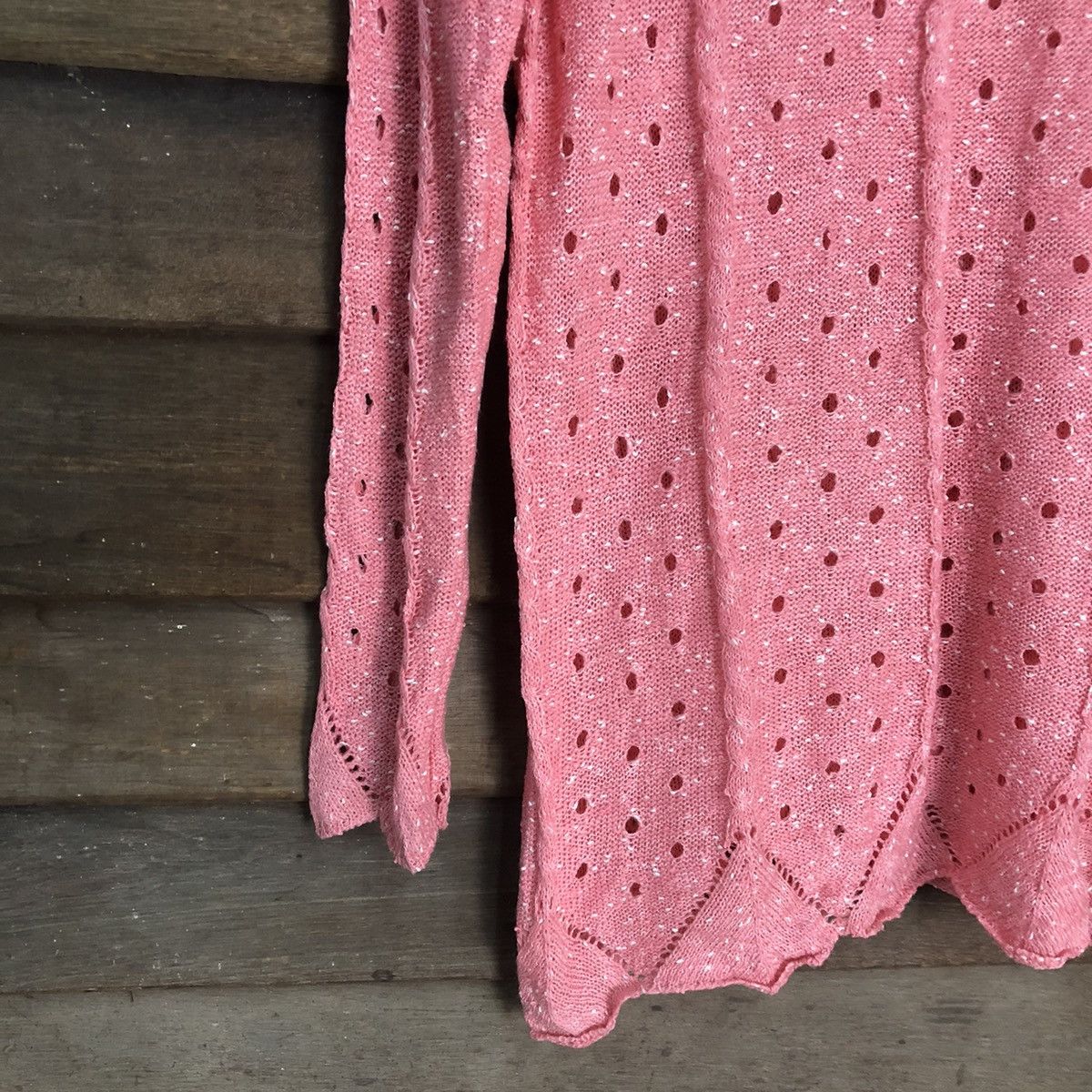 Homespun Knitwear Japan Mesh Net Crochet Pink Cardigan Knitwear #7159 Size S / US 4 / IT 40 - 4 Thumbnail