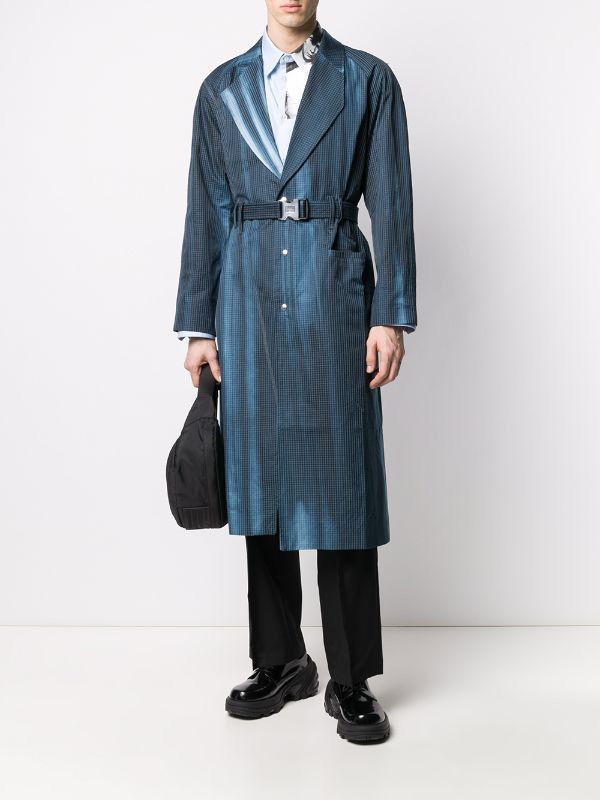 Grid Print Trench Coat