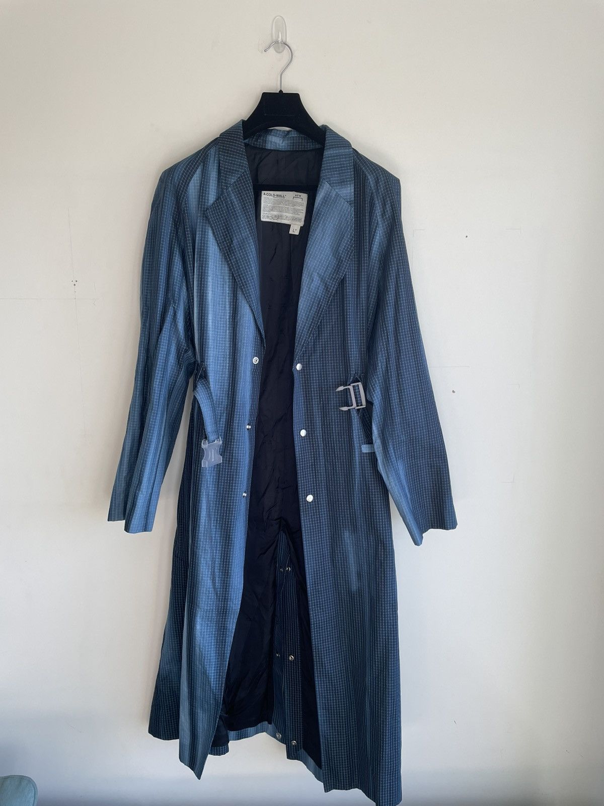 Grid Print Trench Coat