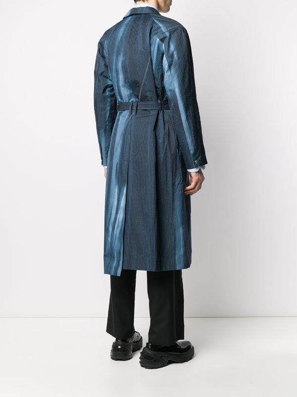 Grid Print Trench Coat