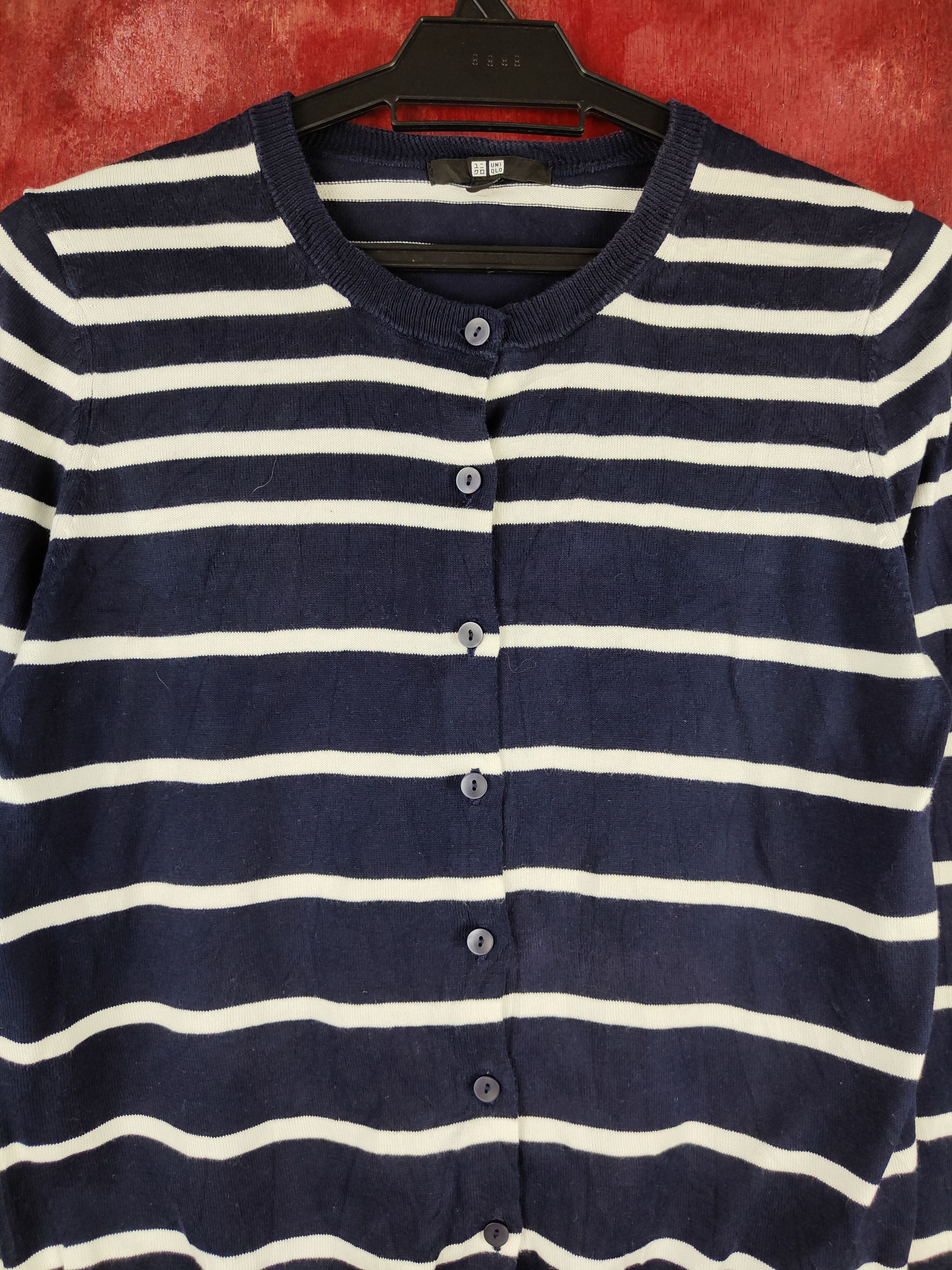 Japanese Brand × Uniqlo Uniqlo Navy Blue/White Stripe Cardigan #S888 Size M / US 6-8 / IT 42-44 - 2 Thumbnail