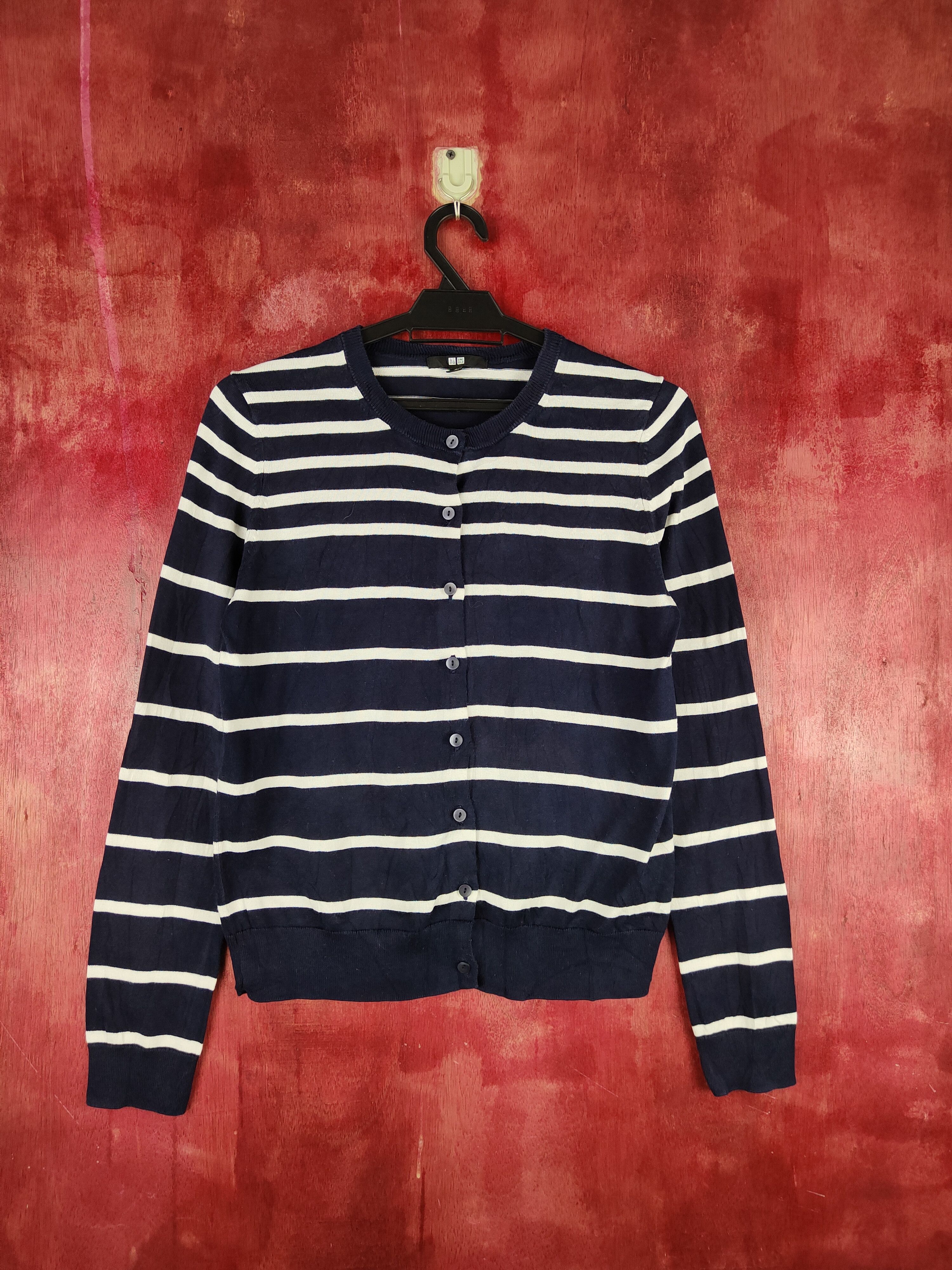 Japanese Brand × Uniqlo Uniqlo Navy Blue/White Stripe Cardigan #S888 Size M / US 6-8 / IT 42-44 - 1 Thumbnail