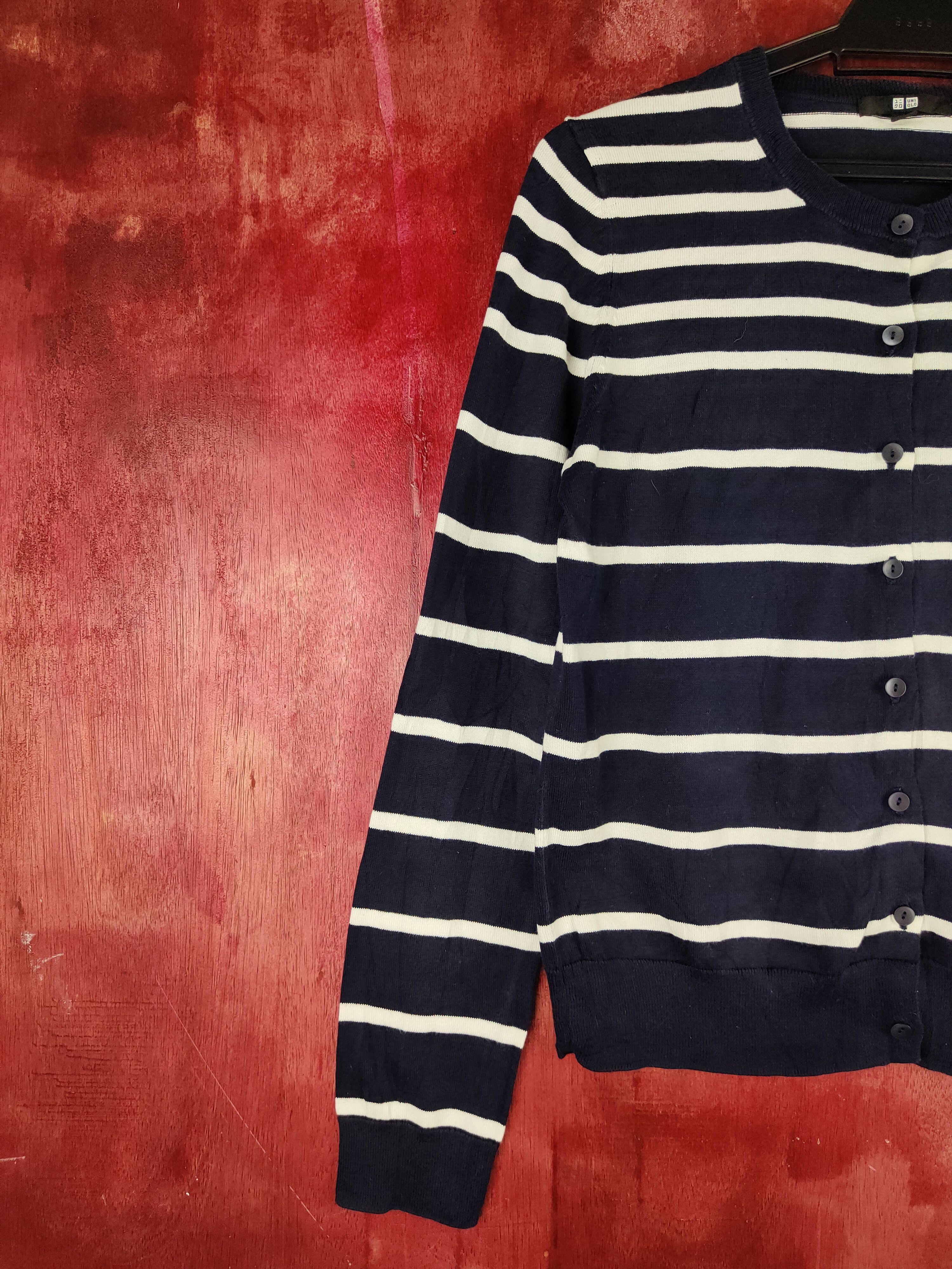 Japanese Brand × Uniqlo Uniqlo Navy Blue/White Stripe Cardigan #S888 Size M / US 6-8 / IT 42-44 - 3 Thumbnail
