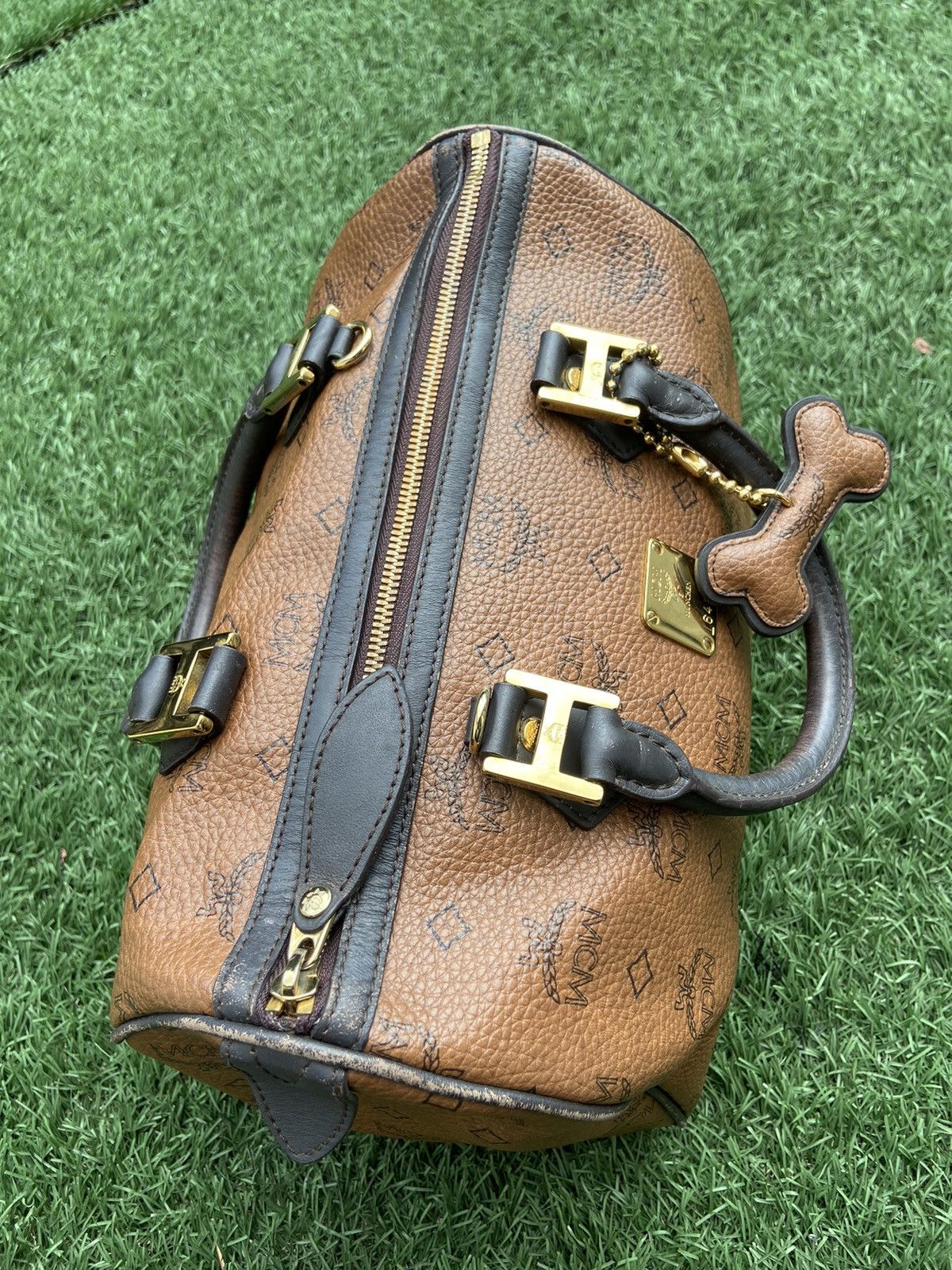 MCM MCM Bag Monogram Brown Boston Handbag Size ONE SIZE - 7 Thumbnail