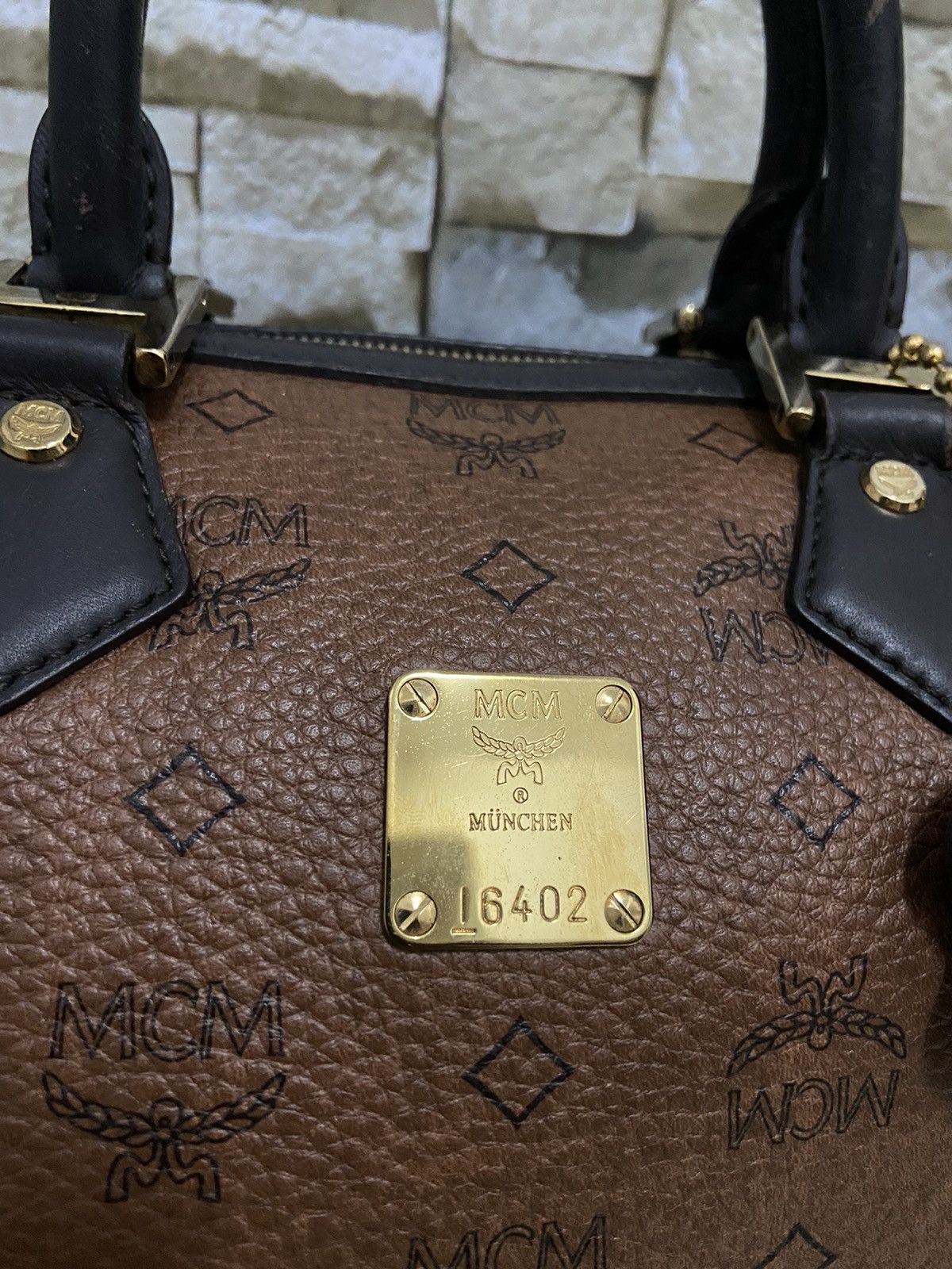 MCM MCM Bag Monogram Brown Boston Handbag Size ONE SIZE - 2 Thumbnail