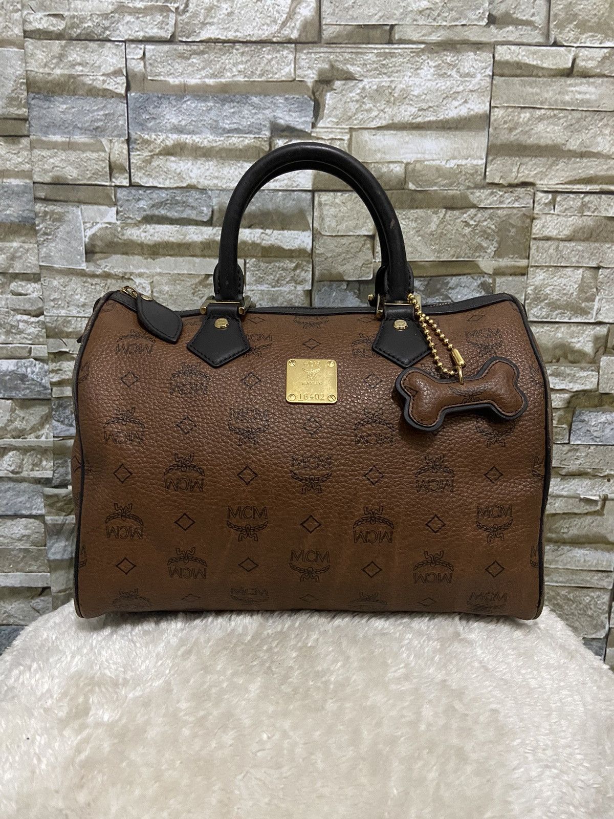 MCM MCM Bag Monogram Brown Boston Handbag Size ONE SIZE - 1 Thumbnail