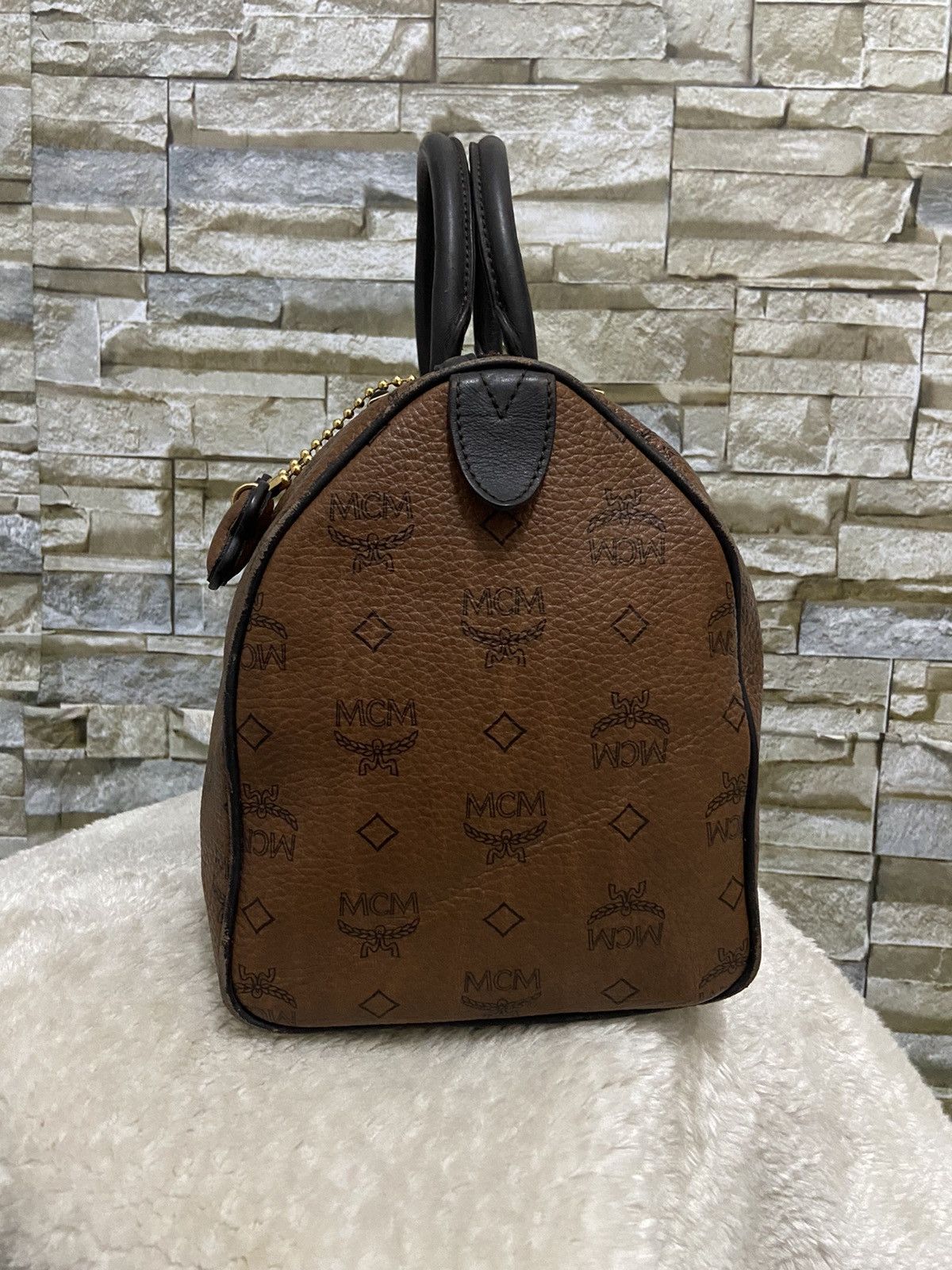 MCM MCM Bag Monogram Brown Boston Handbag Size ONE SIZE - 10 Thumbnail