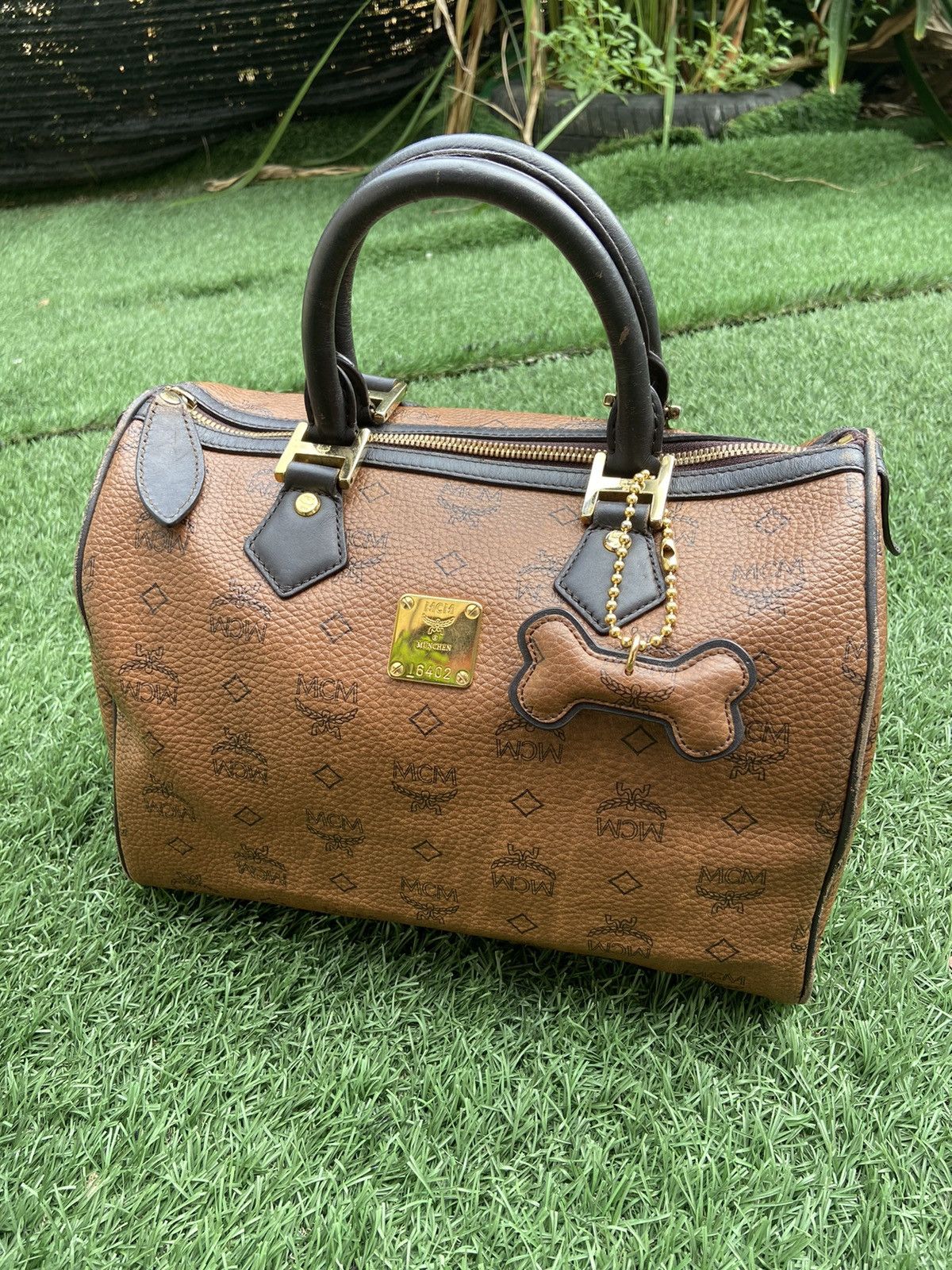 MCM MCM Bag Monogram Brown Boston Handbag Size ONE SIZE - 8 Thumbnail