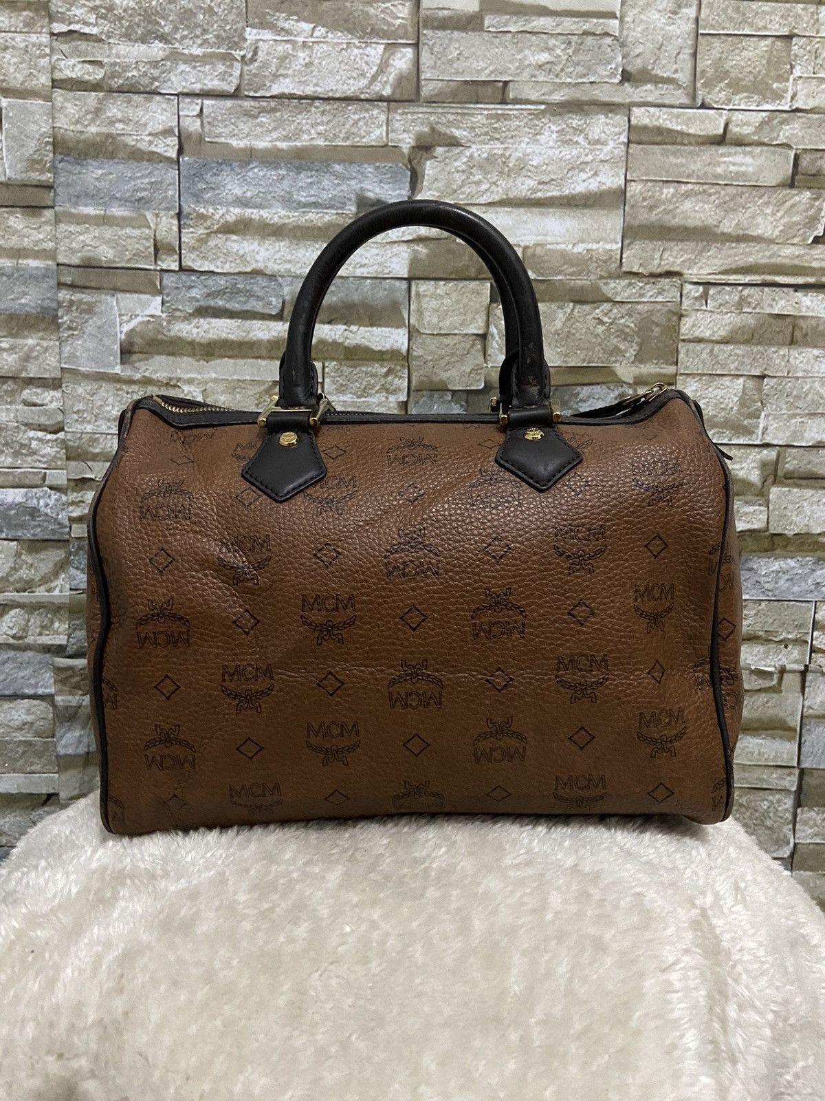MCM MCM Bag Monogram Brown Boston Handbag Size ONE SIZE - 3 Thumbnail