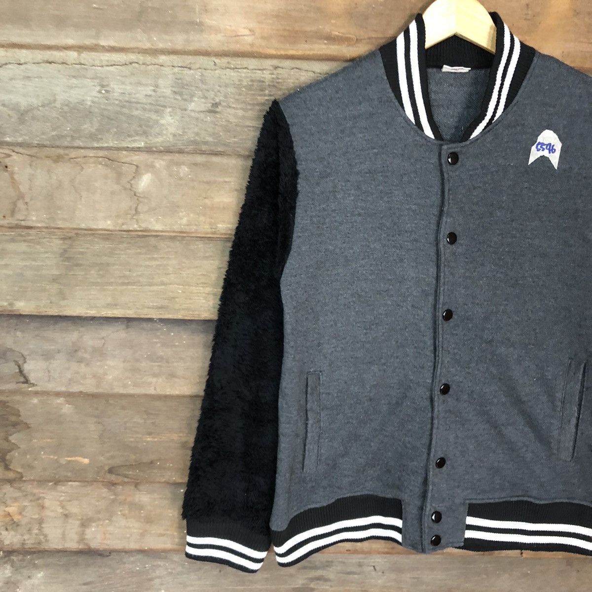 Japanese Brand The Branded Stack Grey Varsity Jacket #5596 Size M / US 6-8 / IT 42-44 - 7 Thumbnail