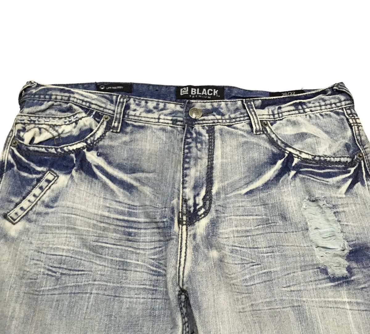 Designer × Vintage Rare Design Vintage Brand Black Distressed Jeans 2000s Size US 36 / EU 52 - 3 Thumbnail