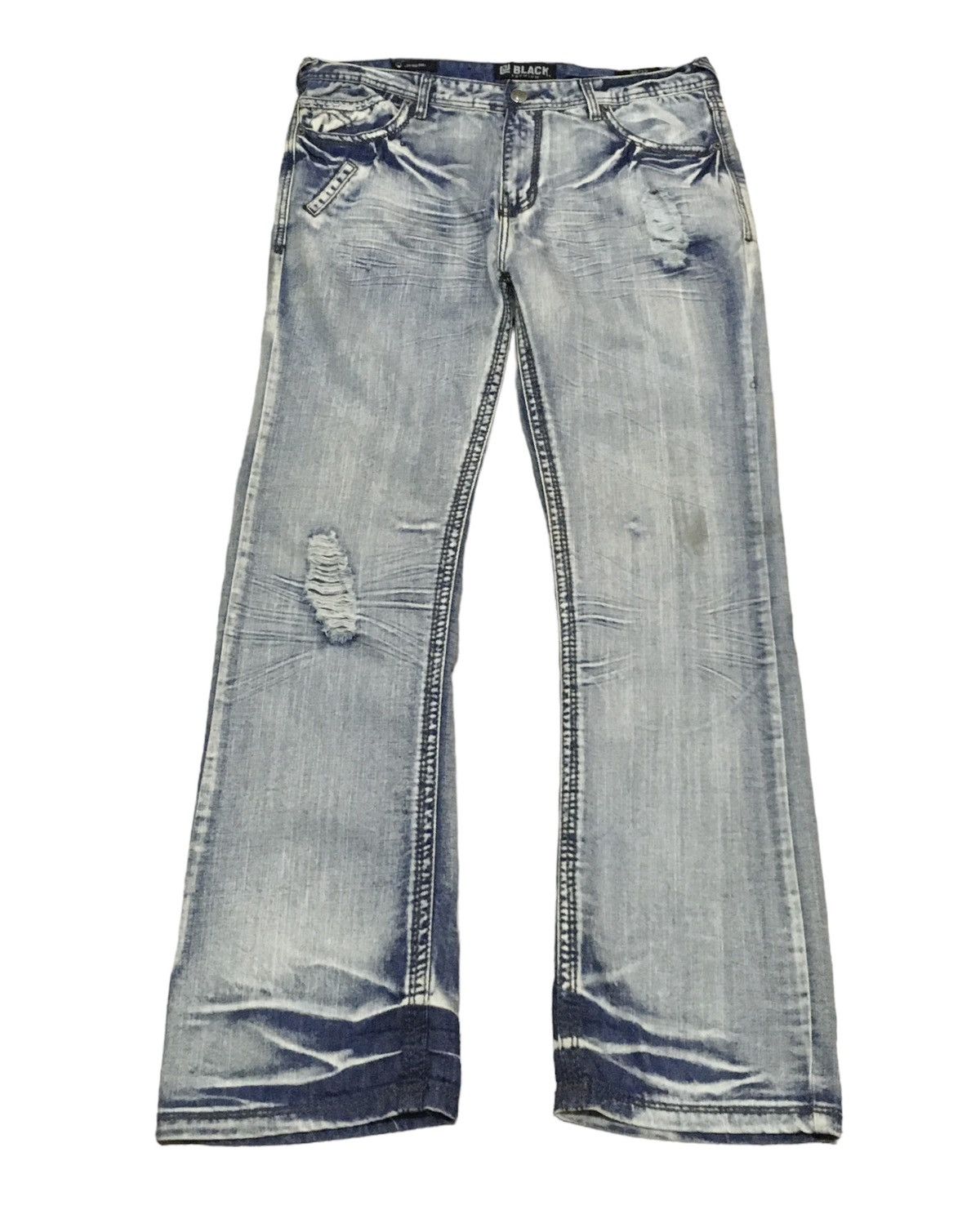 Designer × Vintage Rare Design Vintage Brand Black Distressed Jeans 2000s Size US 36 / EU 52 - 1 Thumbnail