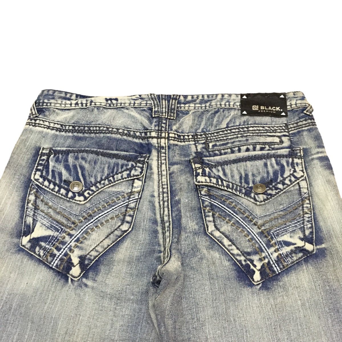 Designer × Vintage Rare Design Vintage Brand Black Distressed Jeans 2000s Size US 36 / EU 52 - 4 Thumbnail