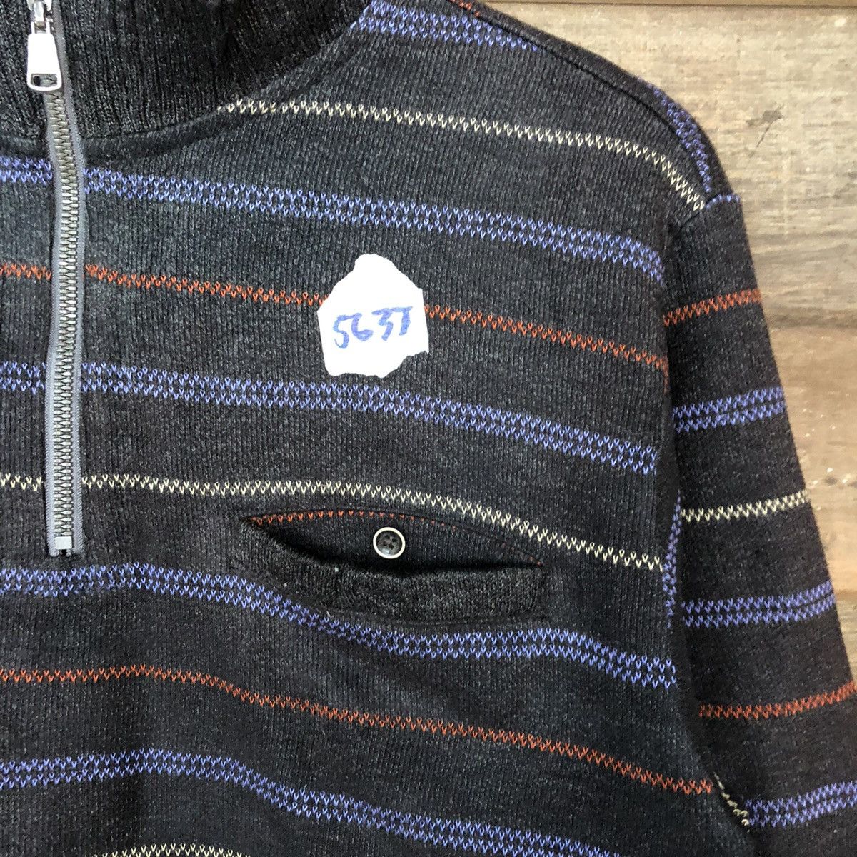 Japanese Brand × Solid and Striped Yumi Katsura Black Stripe Pocket Sweatshirt #5637 Size US M / EU 48-50 / 2 - 6 Thumbnail