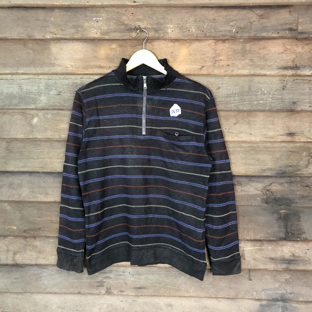 Japanese Brand × Solid and Striped Yumi Katsura Black Stripe Pocket Sweatshirt #5637 Size US M / EU 48-50 / 2 - 1 Thumbnail