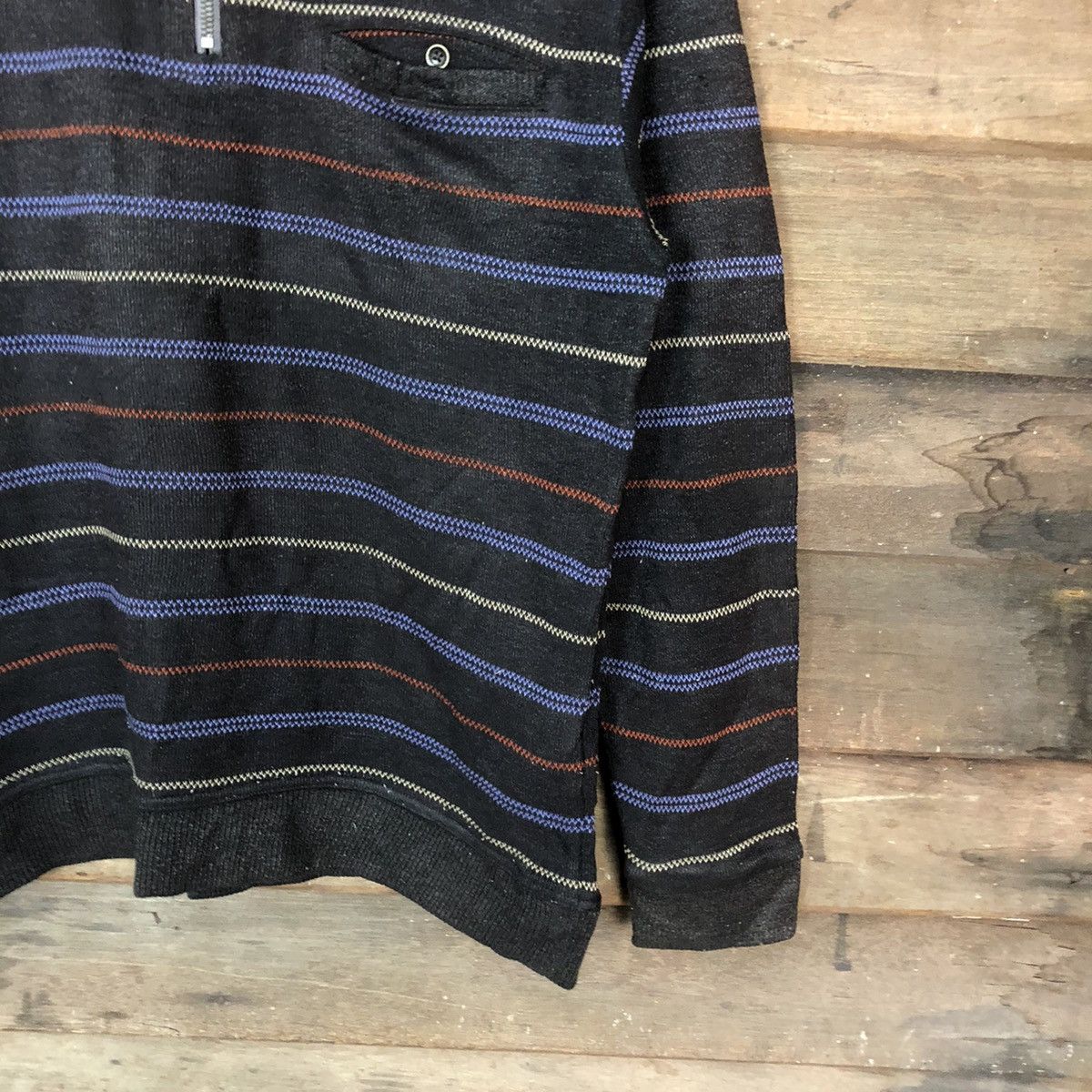 Japanese Brand × Solid and Striped Yumi Katsura Black Stripe Pocket Sweatshirt #5637 Size US M / EU 48-50 / 2 - 5 Thumbnail
