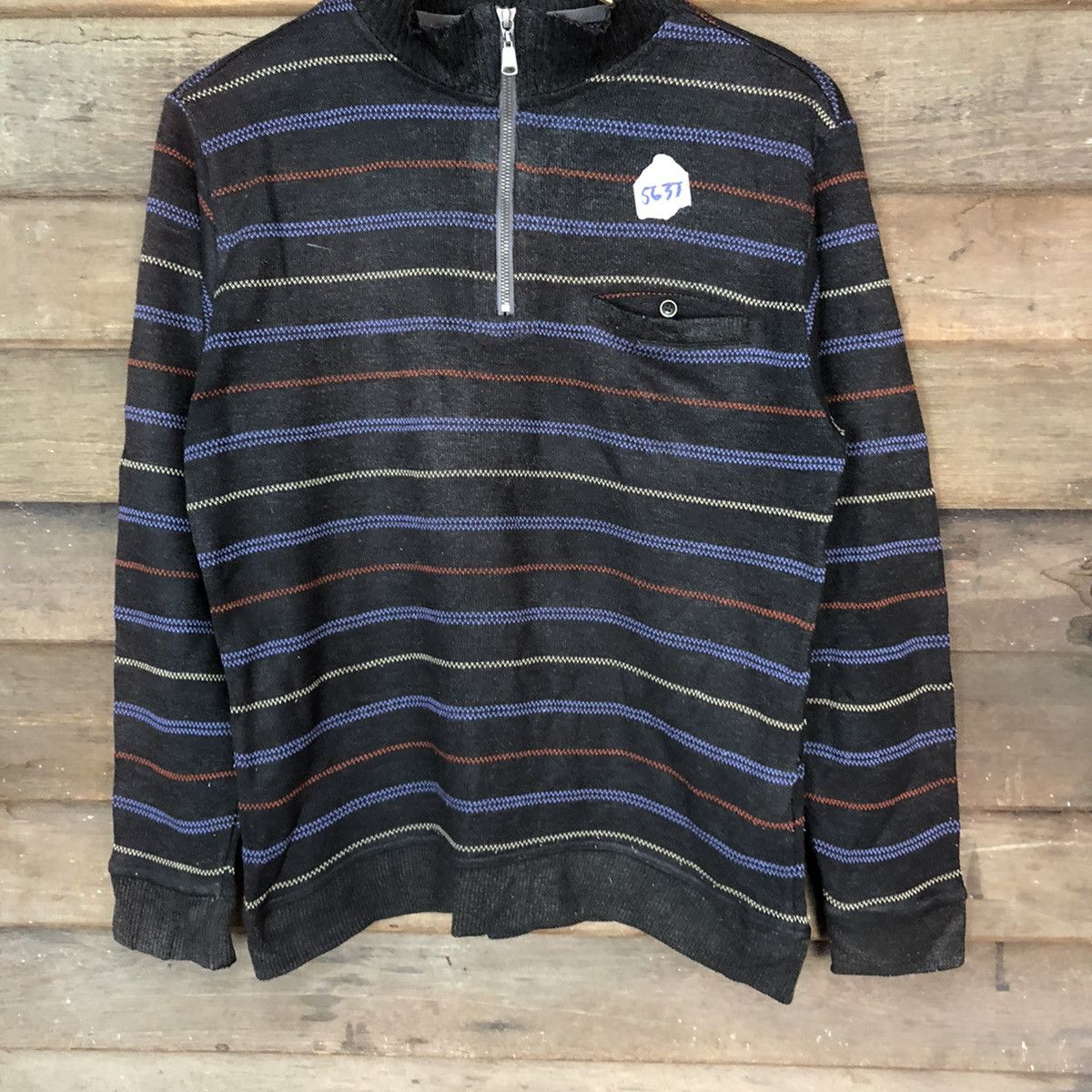 Japanese Brand × Solid and Striped Yumi Katsura Black Stripe Pocket Sweatshirt #5637 Size US M / EU 48-50 / 2 - 3 Thumbnail