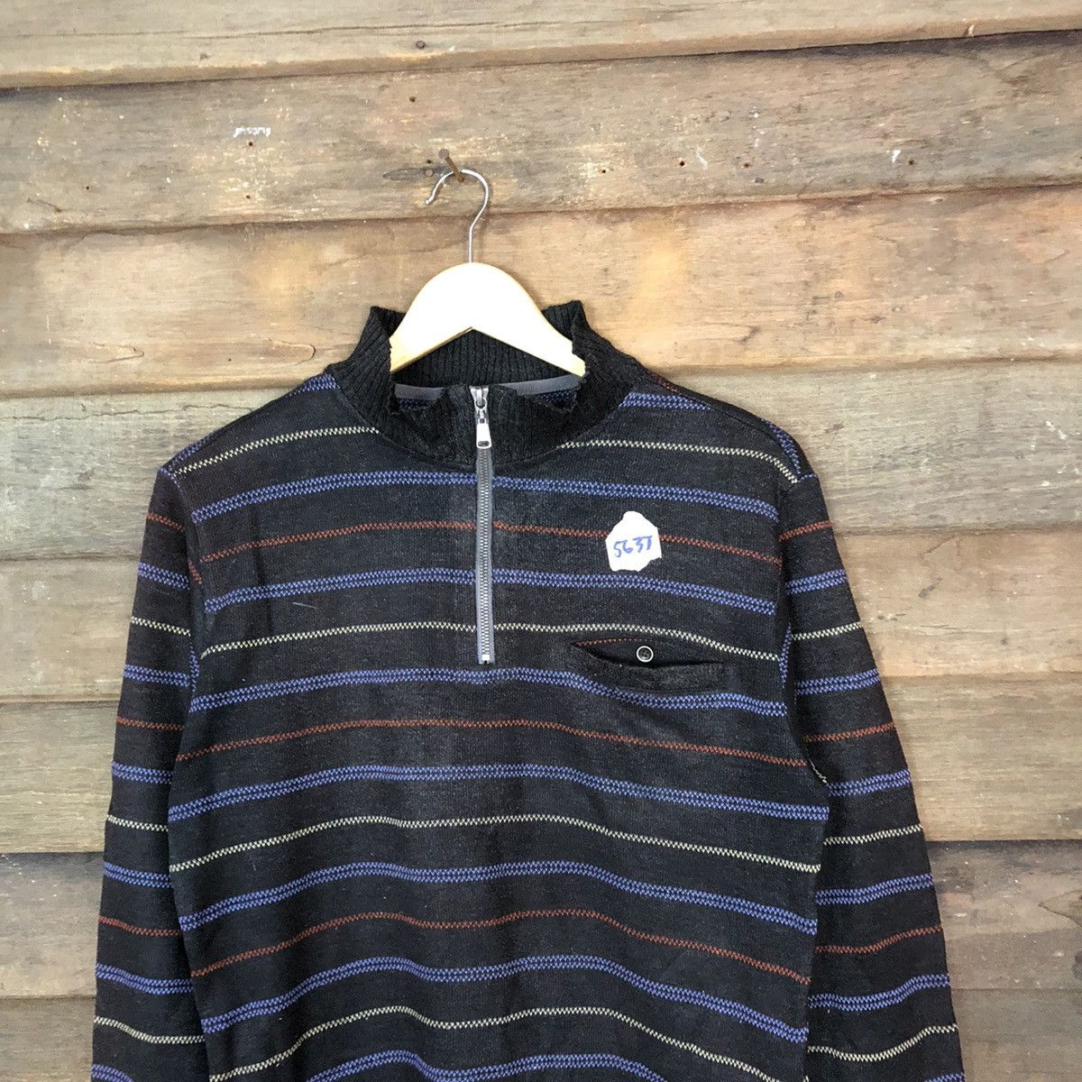 Japanese Brand × Solid and Striped Yumi Katsura Black Stripe Pocket Sweatshirt #5637 Size US M / EU 48-50 / 2 - 2 Thumbnail