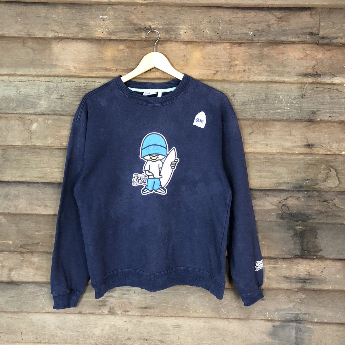 Japanese Brand × Vintage Wave Ranch surf Dark Blue Sweatshirt #5610 Size US M / EU 48-50 / 2 - 1 Thumbnail