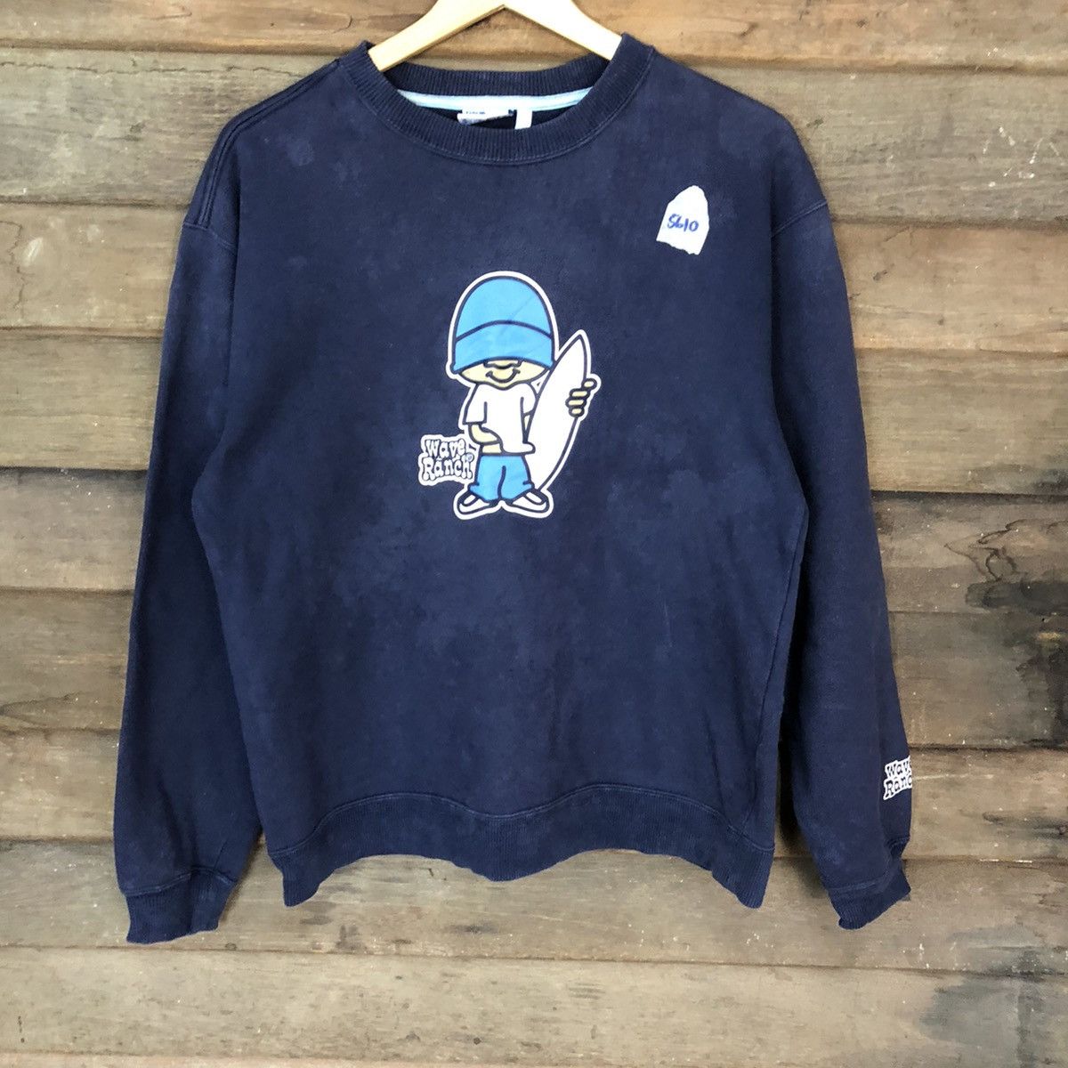 Japanese Brand × Vintage Wave Ranch surf Dark Blue Sweatshirt #5610 Size US M / EU 48-50 / 2 - 3 Thumbnail