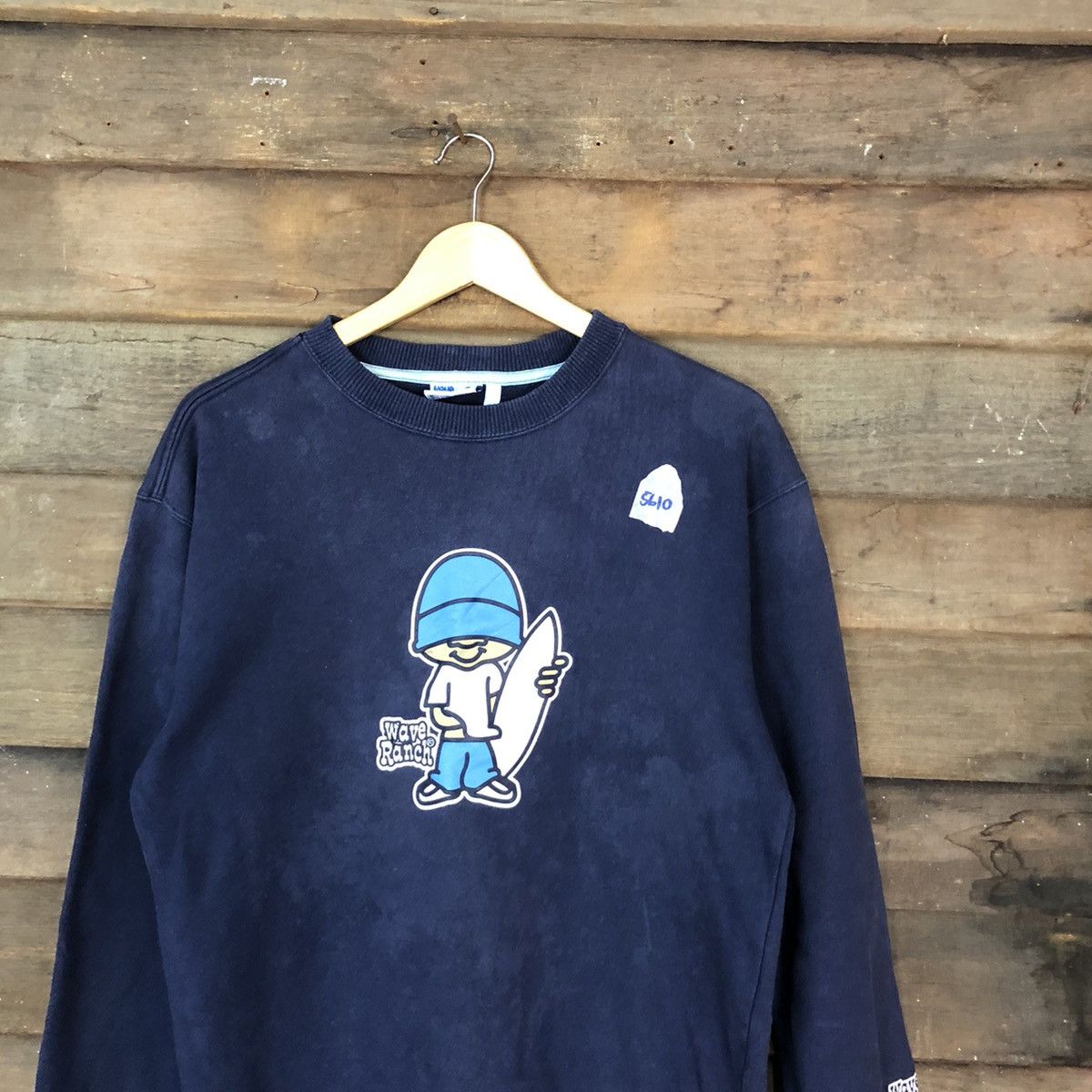 Japanese Brand × Vintage Wave Ranch surf Dark Blue Sweatshirt #5610 Size US M / EU 48-50 / 2 - 2 Thumbnail