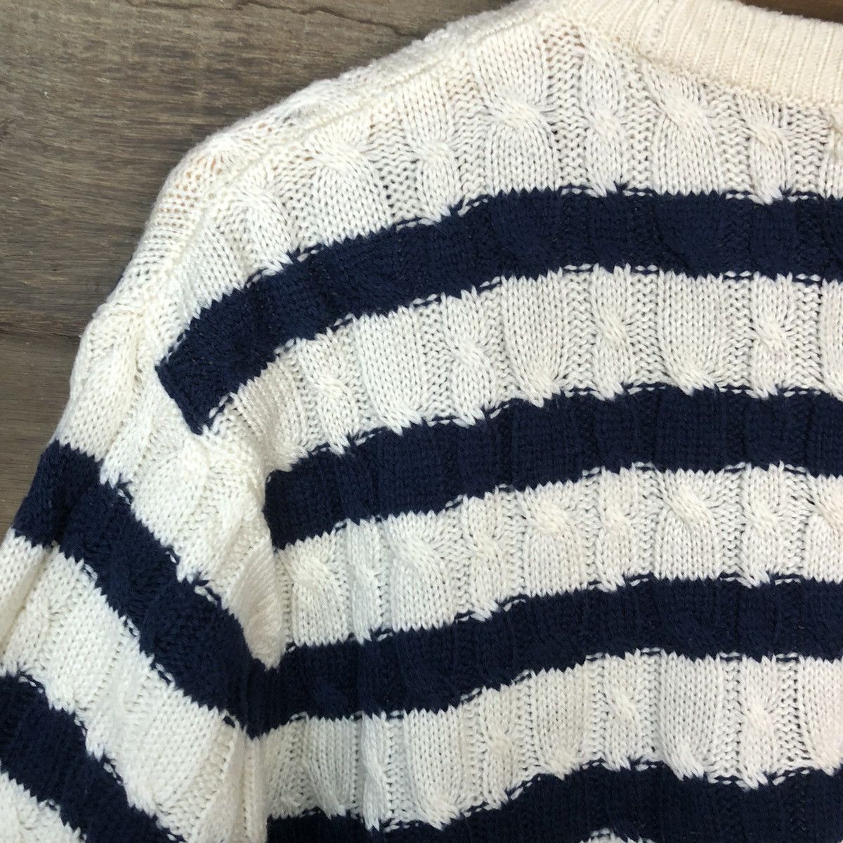 Homespun Knitwear × Japanese Brand × OVER THE STRiPES Naval White/Black Stripe Knitwear sweatshirt #5532 Size US L / EU 52-54 / 3 - 9 Thumbnail