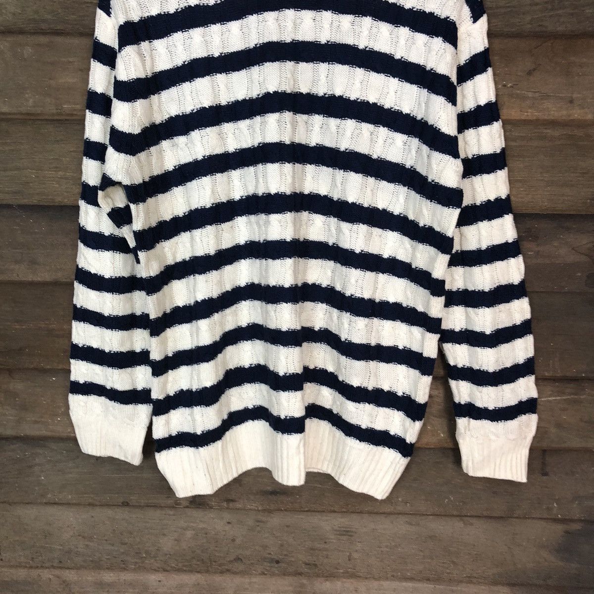 Homespun Knitwear × Japanese Brand × OVER THE STRiPES Naval White/Black Stripe Knitwear sweatshirt #5532 Size US L / EU 52-54 / 3 - 3 Thumbnail