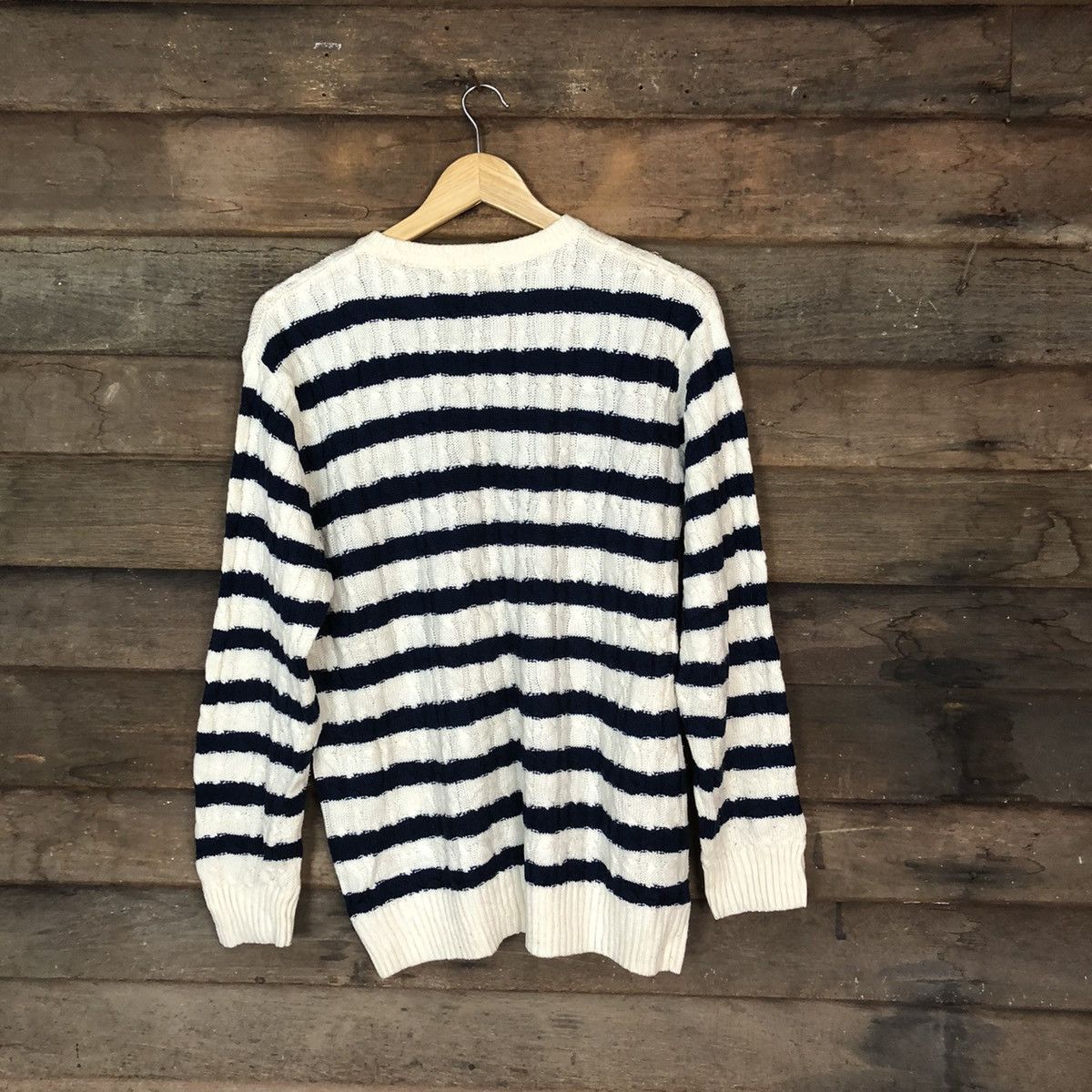 Homespun Knitwear × Japanese Brand × OVER THE STRiPES Naval White/Black Stripe Knitwear sweatshirt #5532 Size US L / EU 52-54 / 3 - 10 Thumbnail