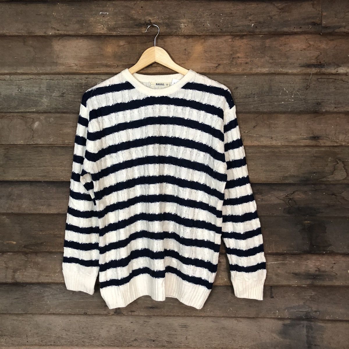 Homespun Knitwear × Japanese Brand × OVER THE STRiPES Naval White/Black Stripe Knitwear sweatshirt #5532 Size US L / EU 52-54 / 3 - 1 Thumbnail