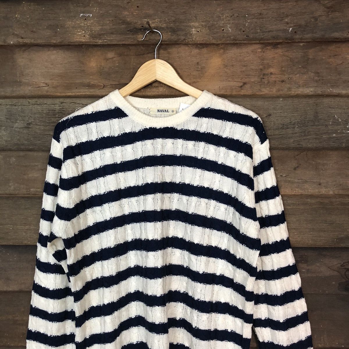 Homespun Knitwear × Japanese Brand × OVER THE STRiPES Naval White/Black Stripe Knitwear sweatshirt #5532 Size US L / EU 52-54 / 3 - 2 Thumbnail