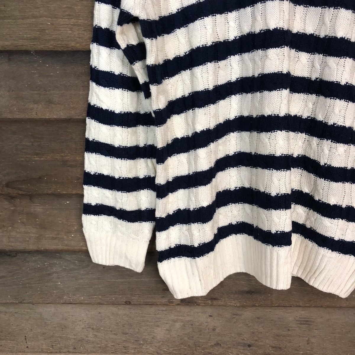 Homespun Knitwear × Japanese Brand × OVER THE STRiPES Naval White/Black Stripe Knitwear sweatshirt #5532 Size US L / EU 52-54 / 3 - 4 Thumbnail