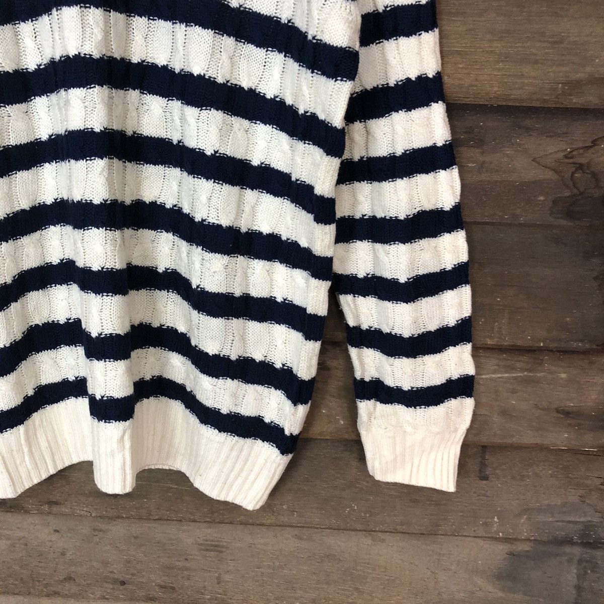 Homespun Knitwear × Japanese Brand × OVER THE STRiPES Naval White/Black Stripe Knitwear sweatshirt #5532 Size US L / EU 52-54 / 3 - 5 Thumbnail