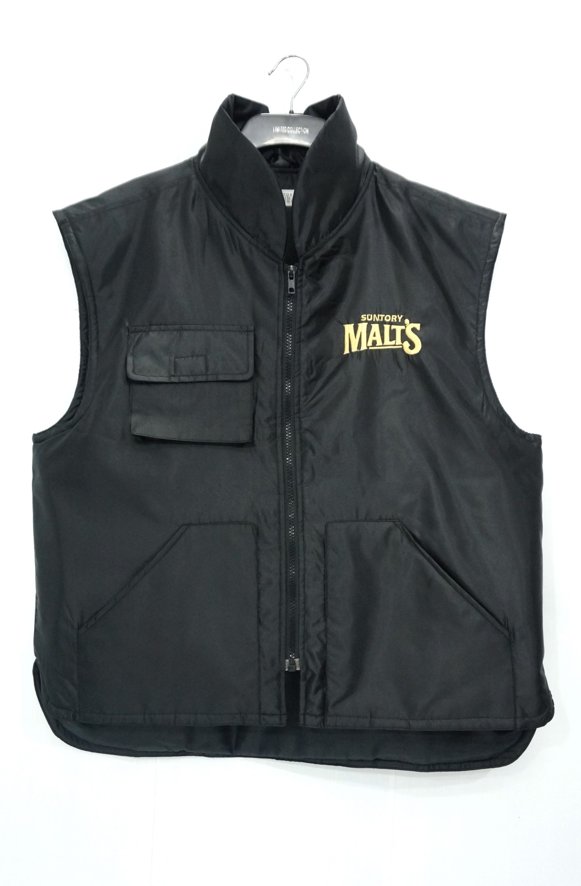 Japanese Brand SUNTORY Light Padded High Neck Black Nylon Vest Size US L / EU 52-54 / 3 - 1 Thumbnail