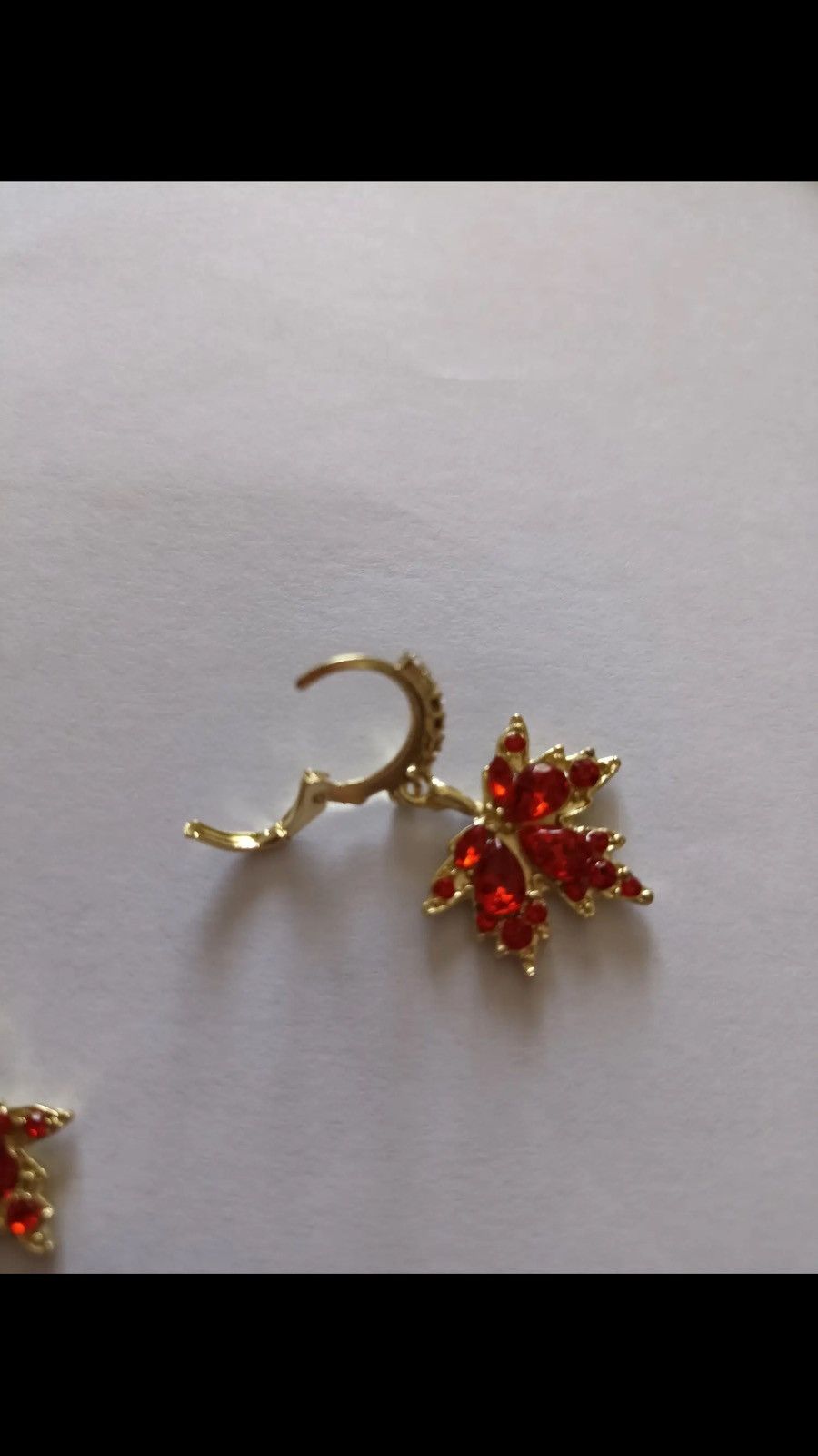Jewelry Crystal Zircon Red Maple Leaf Earrings Size ONE SIZE - 5 Thumbnail