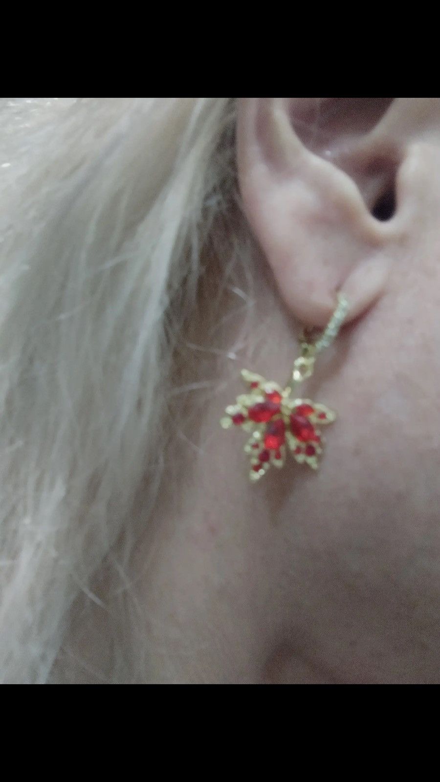 Jewelry Crystal Zircon Red Maple Leaf Earrings Size ONE SIZE - 8 Thumbnail