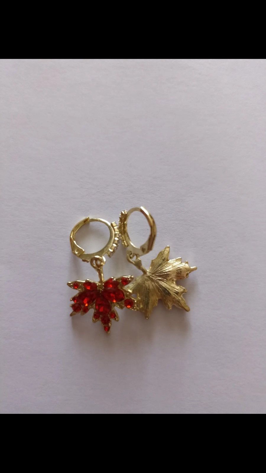 Jewelry Crystal Zircon Red Maple Leaf Earrings Size ONE SIZE - 6 Thumbnail