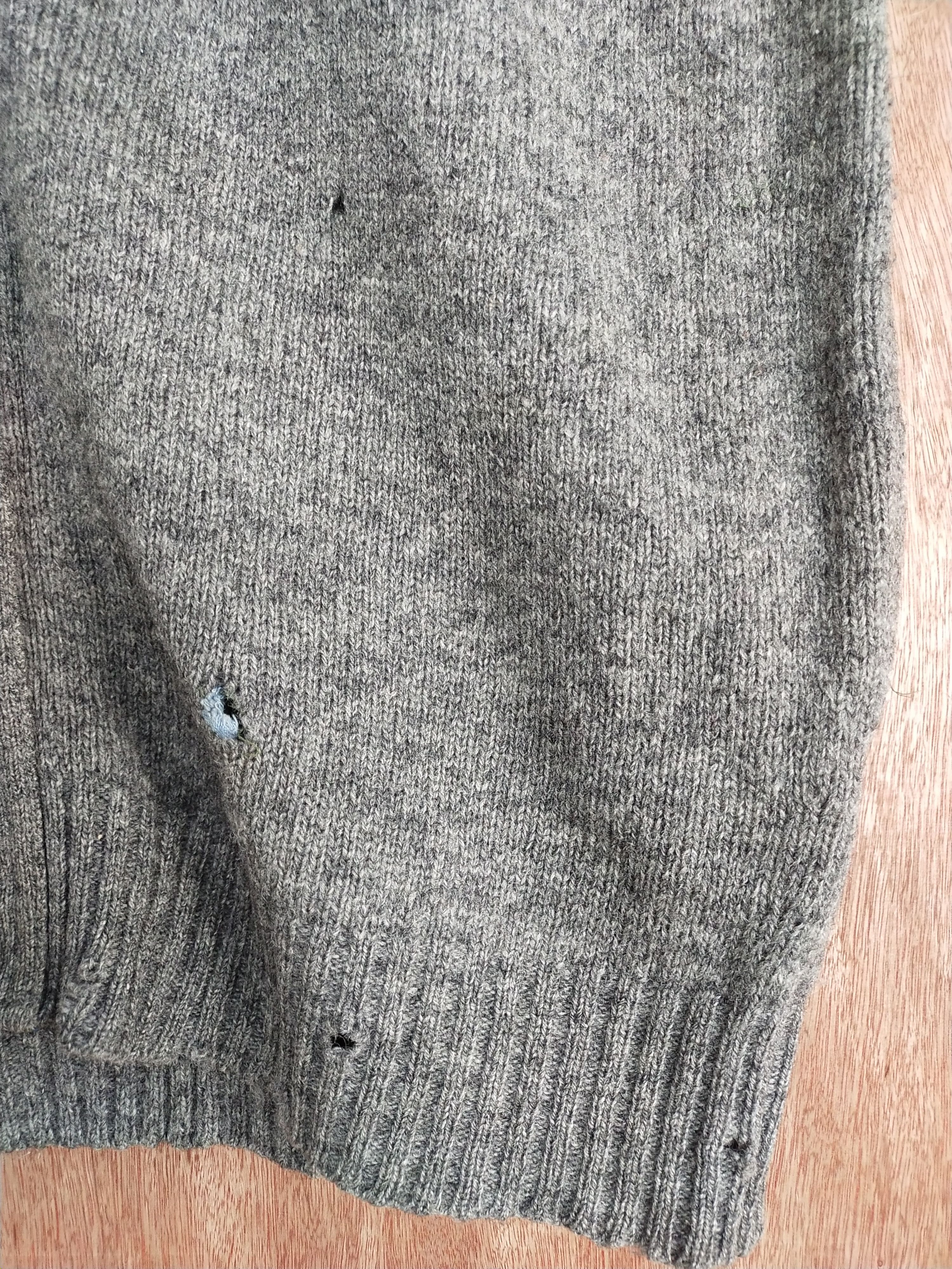 Vintage Pure British Wool sleeveless cardigan knit distressed #S154 Size US L / EU 52-54 / 3 - 6 Thumbnail