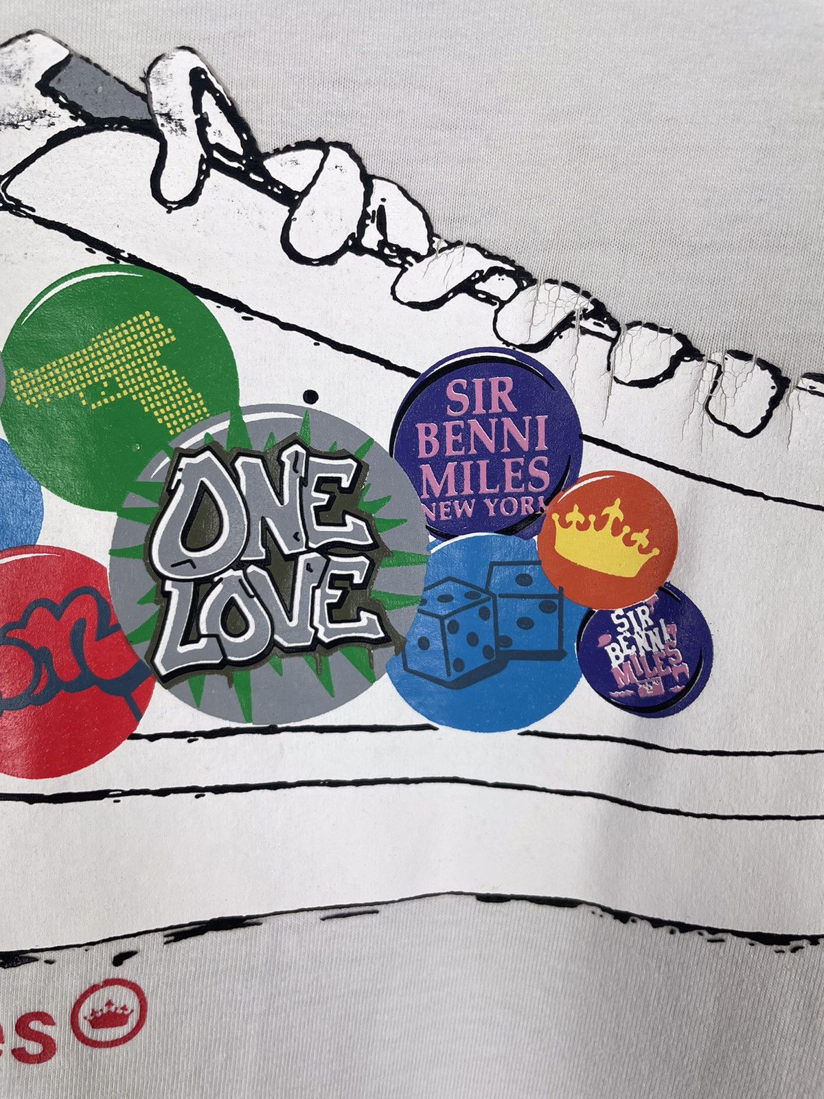 Japanese Brand Vintage SIR BENNI MILES New York White Printed Shoes Tee Size US M / EU 48-50 / 2 - 7 Thumbnail