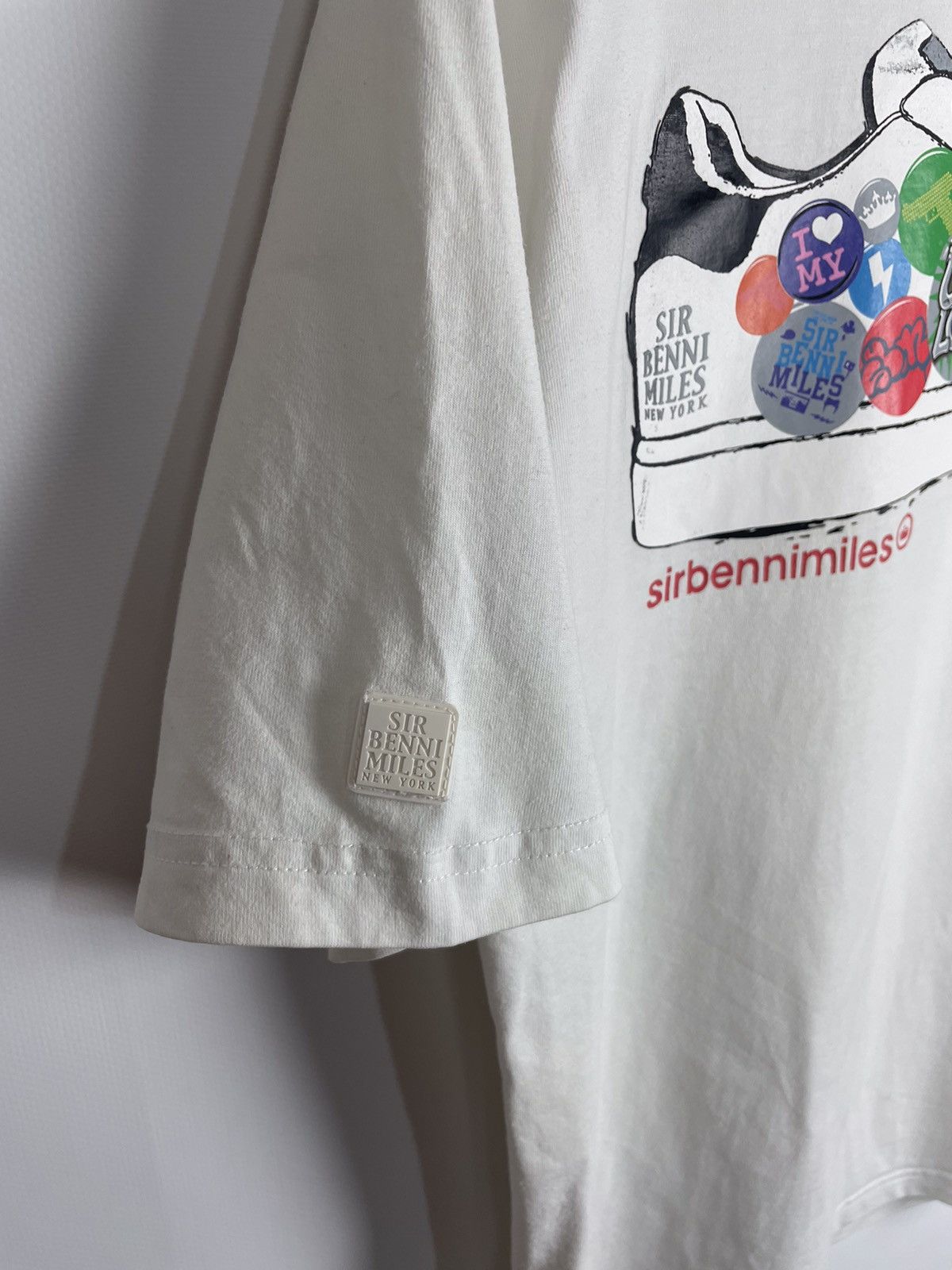 Japanese Brand Vintage SIR BENNI MILES New York White Printed Shoes Tee Size US M / EU 48-50 / 2 - 5 Thumbnail