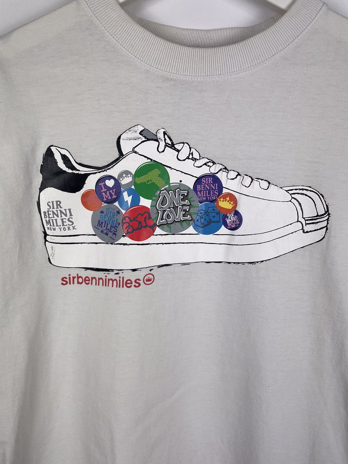 Japanese Brand Vintage SIR BENNI MILES New York White Printed Shoes Tee Size US M / EU 48-50 / 2 - 3 Thumbnail