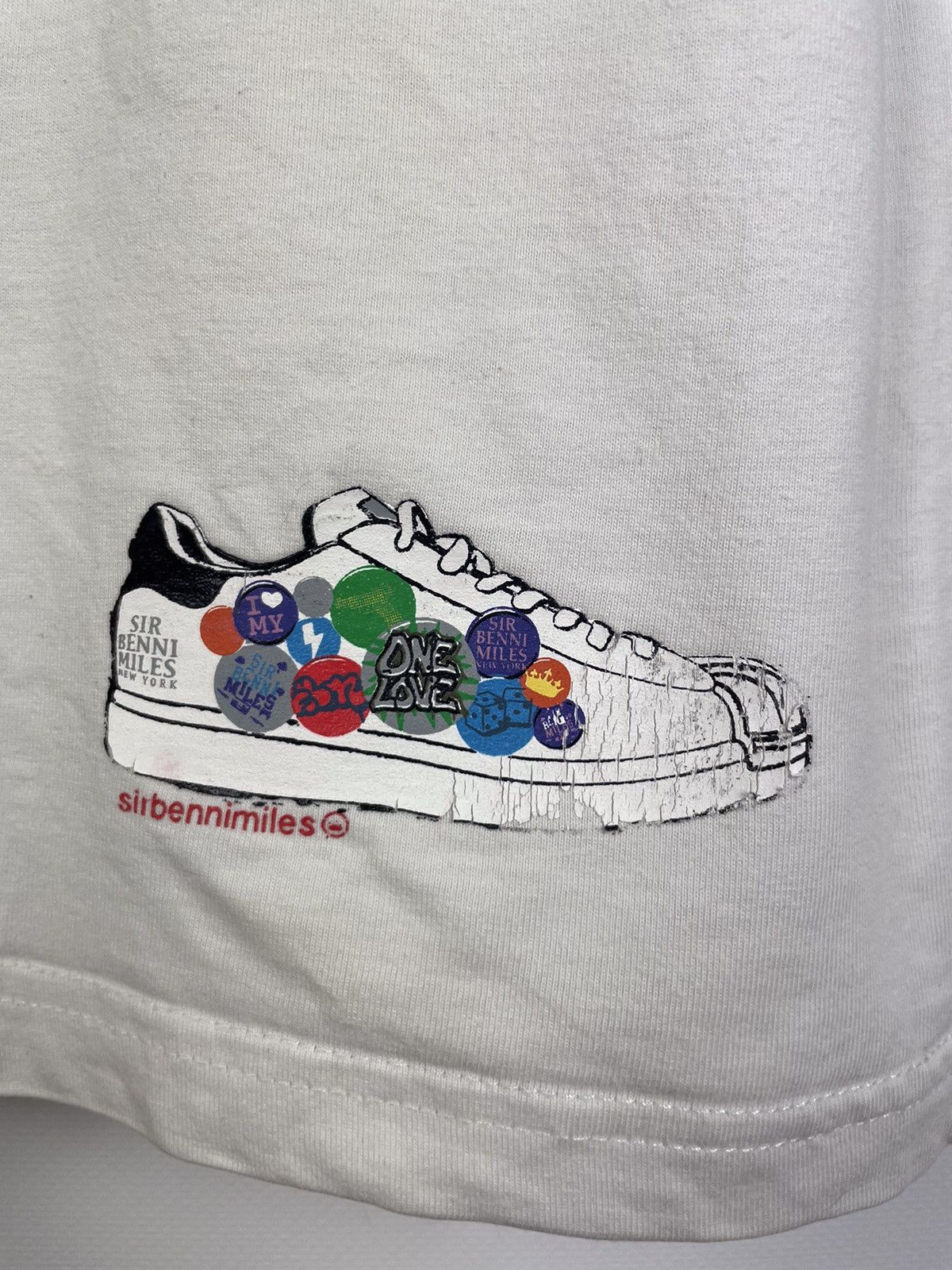 Japanese Brand Vintage SIR BENNI MILES New York White Printed Shoes Tee Size US M / EU 48-50 / 2 - 9 Thumbnail