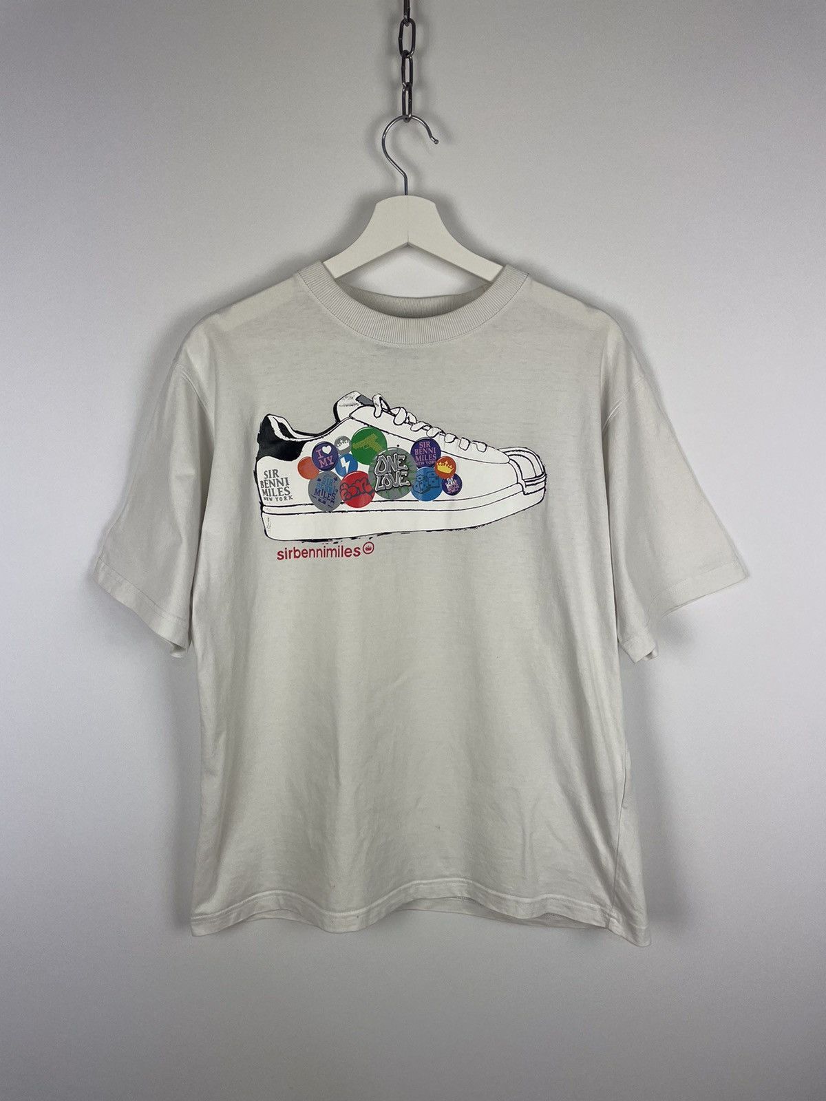 Japanese Brand Vintage SIR BENNI MILES New York White Printed Shoes Tee Size US M / EU 48-50 / 2 - 1 Thumbnail