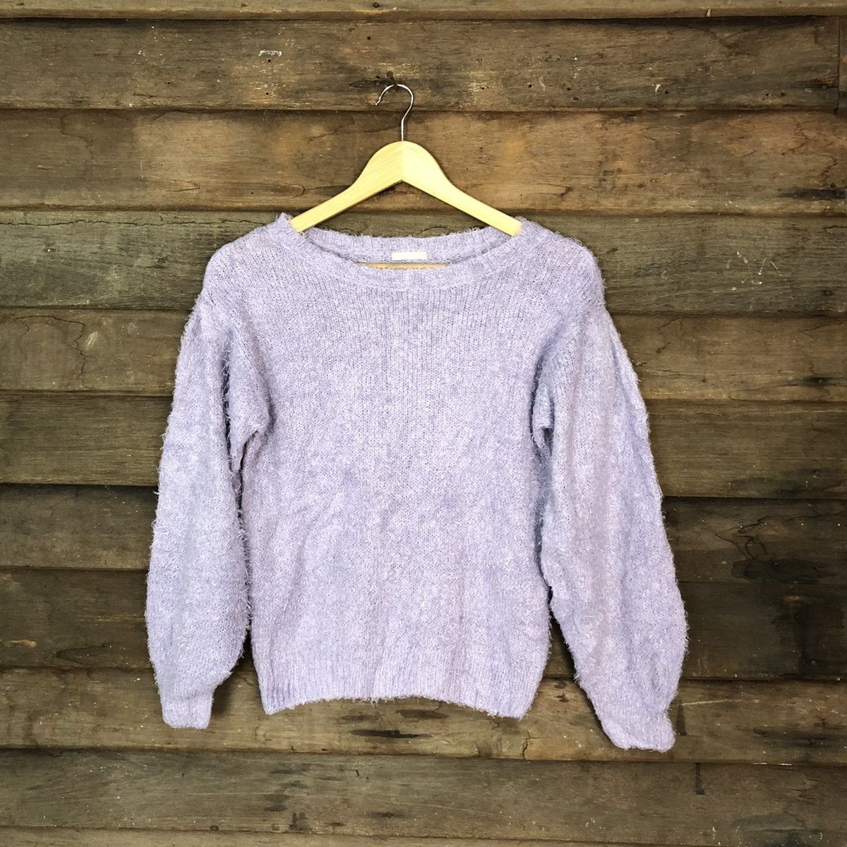 image of Homespun Knitwear x Vintage Gu Purple Shag Shaggy Fur Mohair Knitwear 6997, Women's (Size Medium)